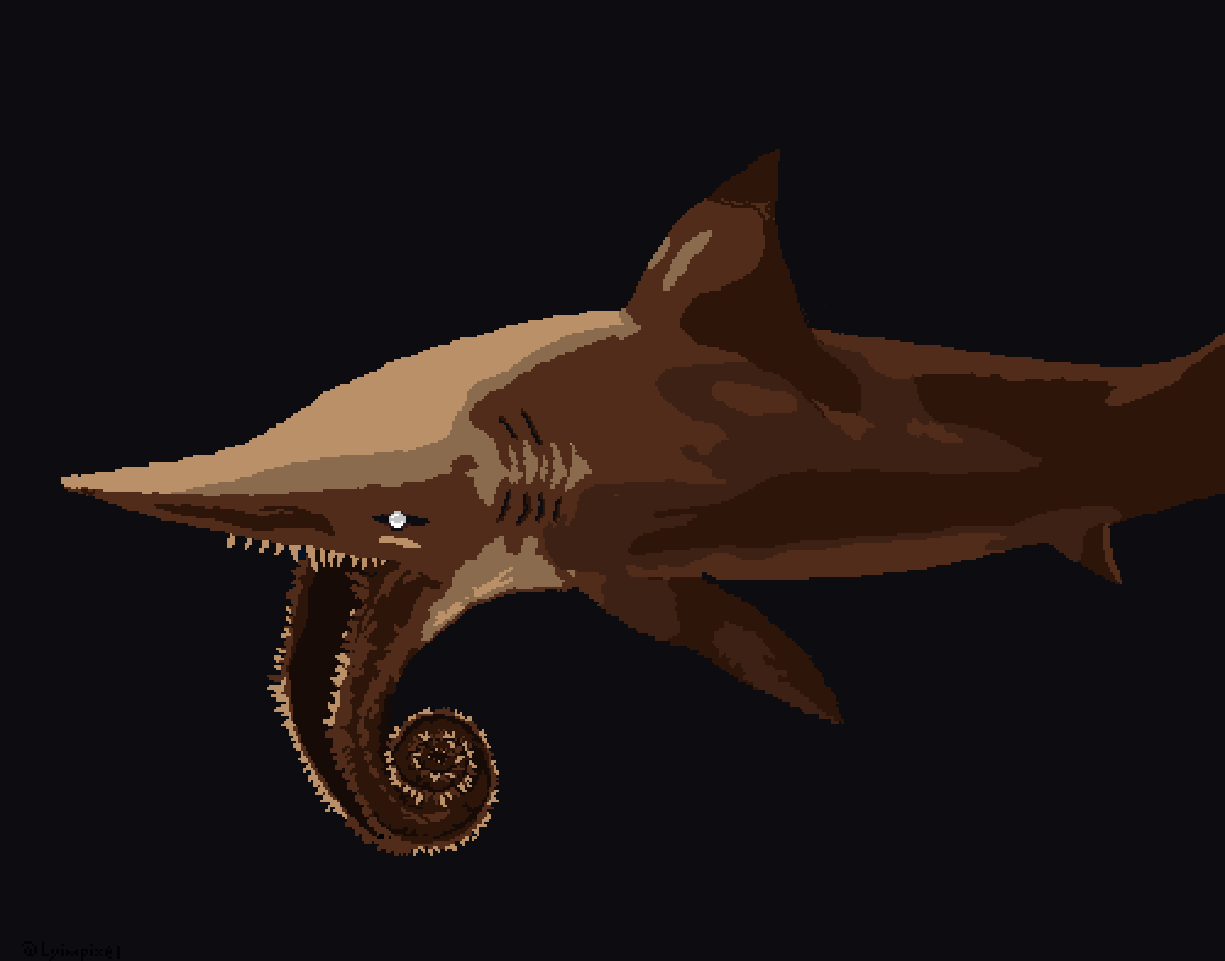 [OC] pixelart helicoprion shark for prehistoric pixel dailies theme