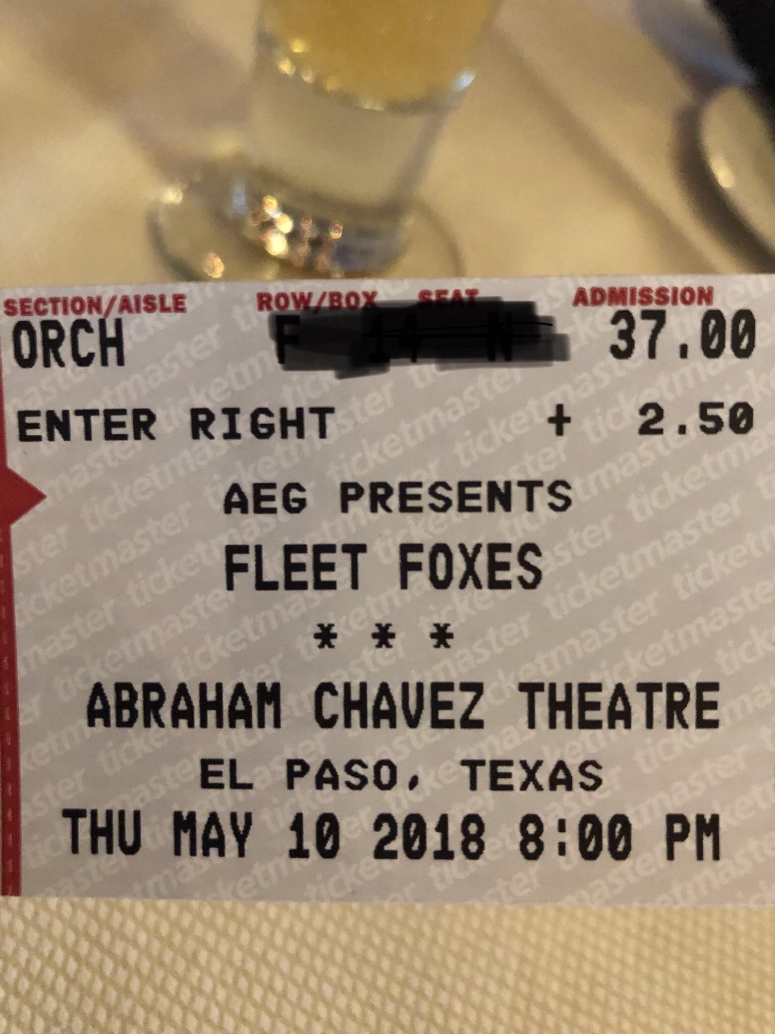 Beach House tuesday, Fleet Foxes Thursday . A beer before