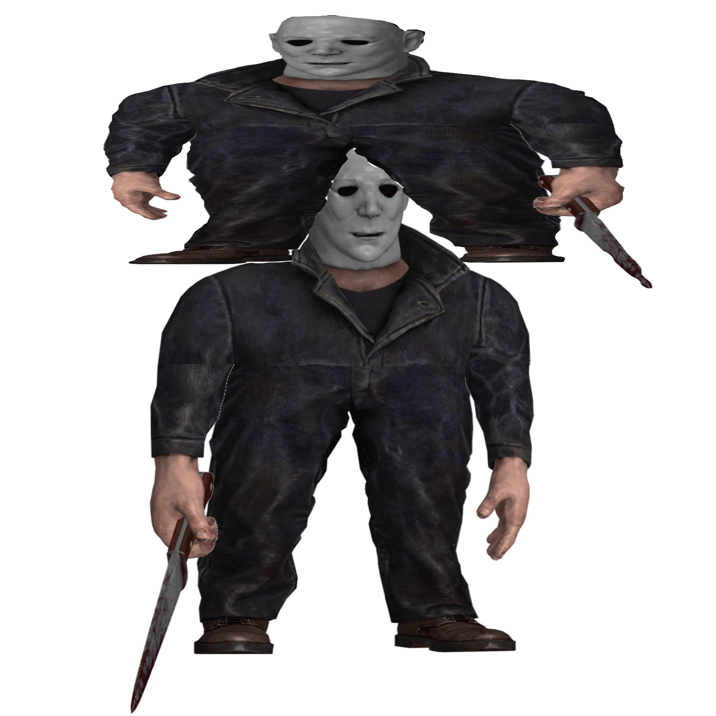 baby myers riding on his dads shoulders deadbydaylight