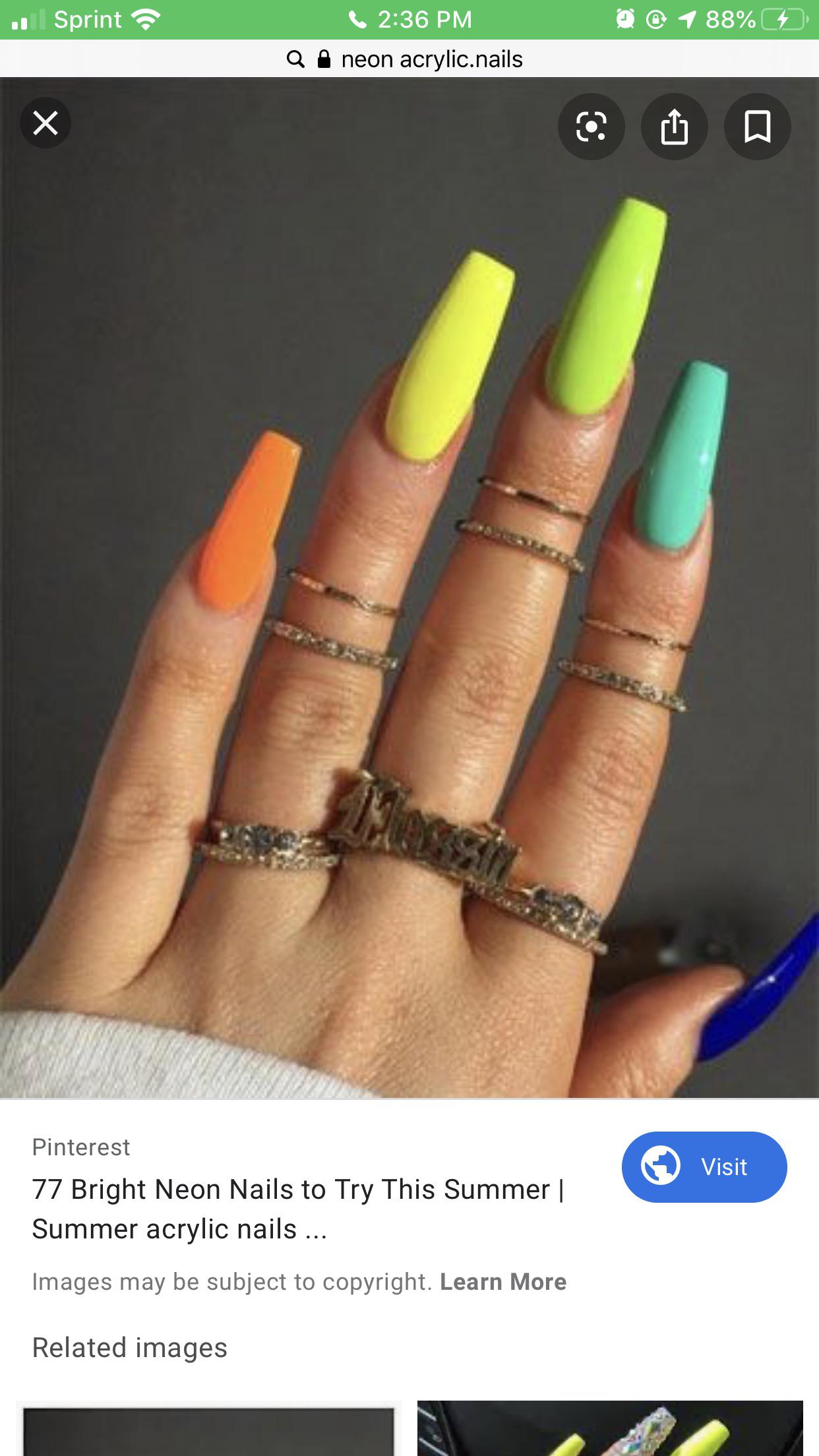 Long Plain Color Acrylic Nails