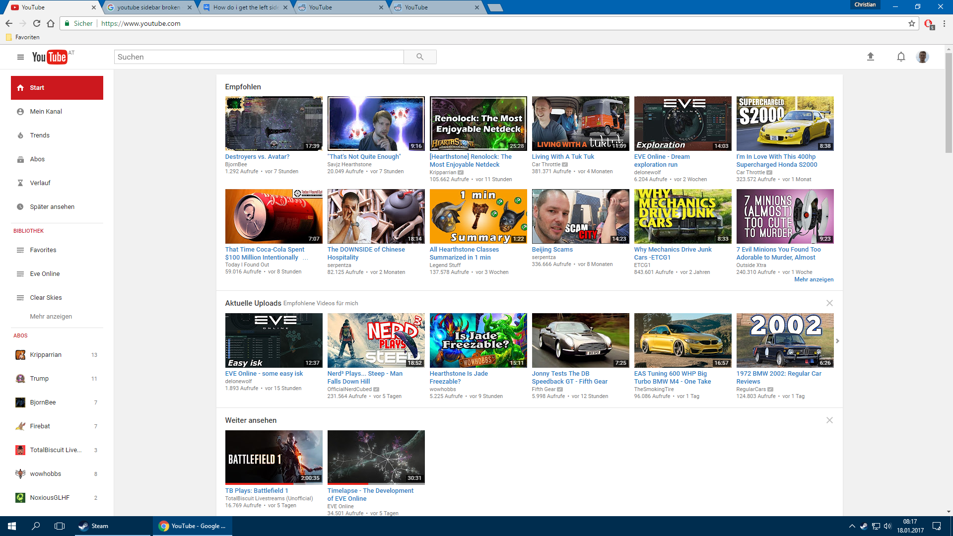 Youtube sidebar broken? r/youtube