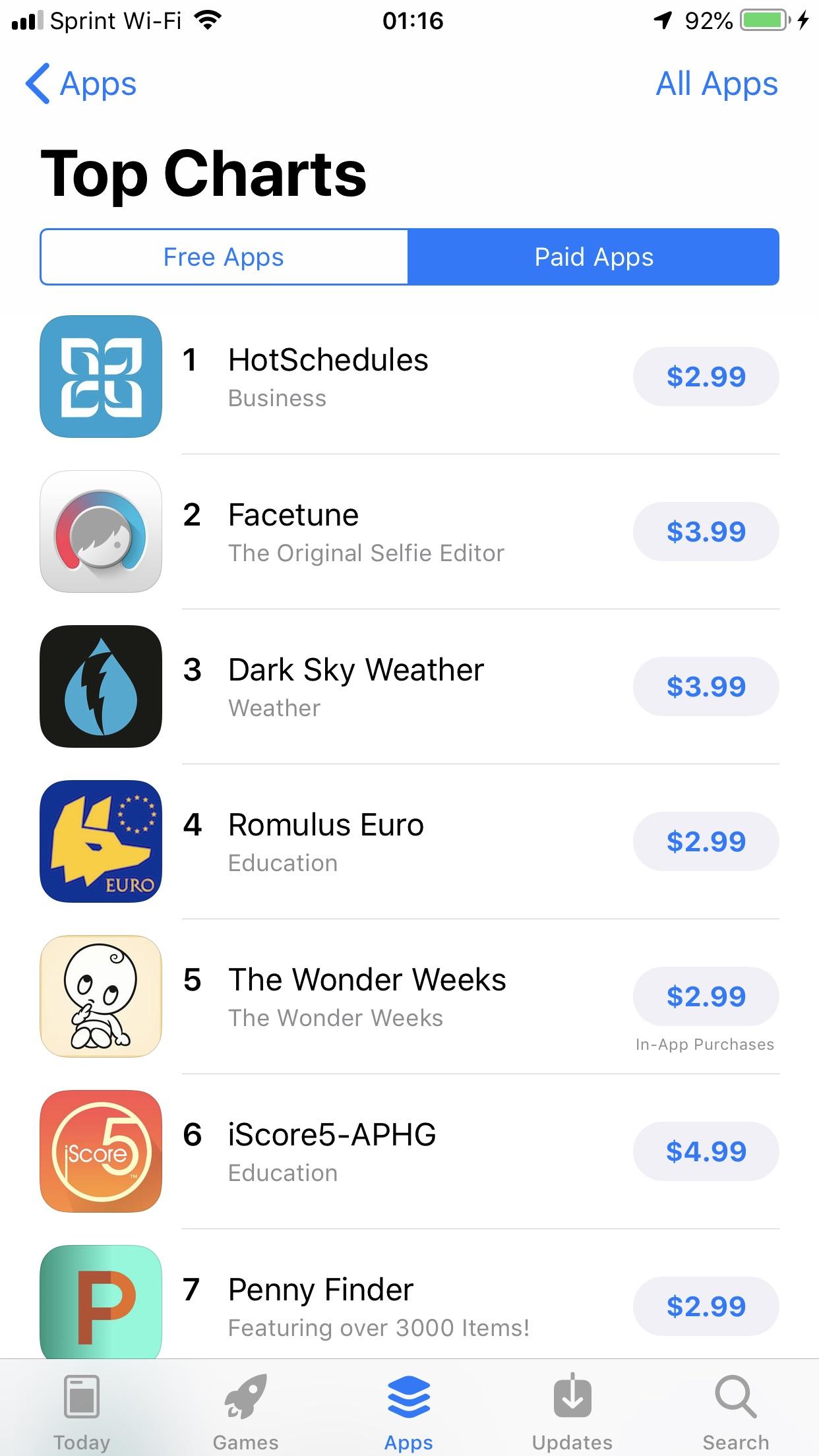 I don’t think I’ve ever seen the AppStore top paid apps chart filled