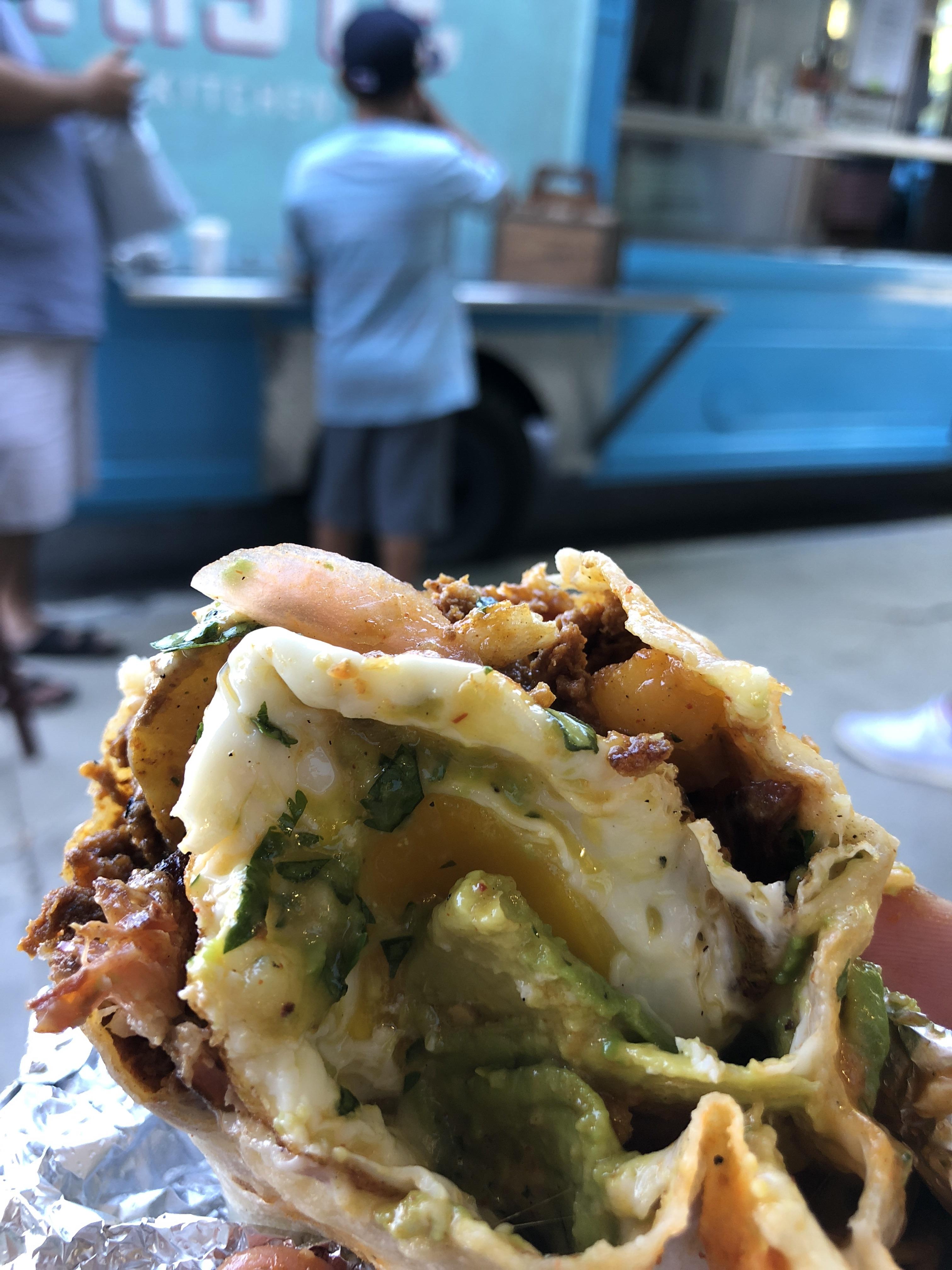 Taste Kitchen Porkbelly & Cheese burrito at HiTop on a cool Saturday