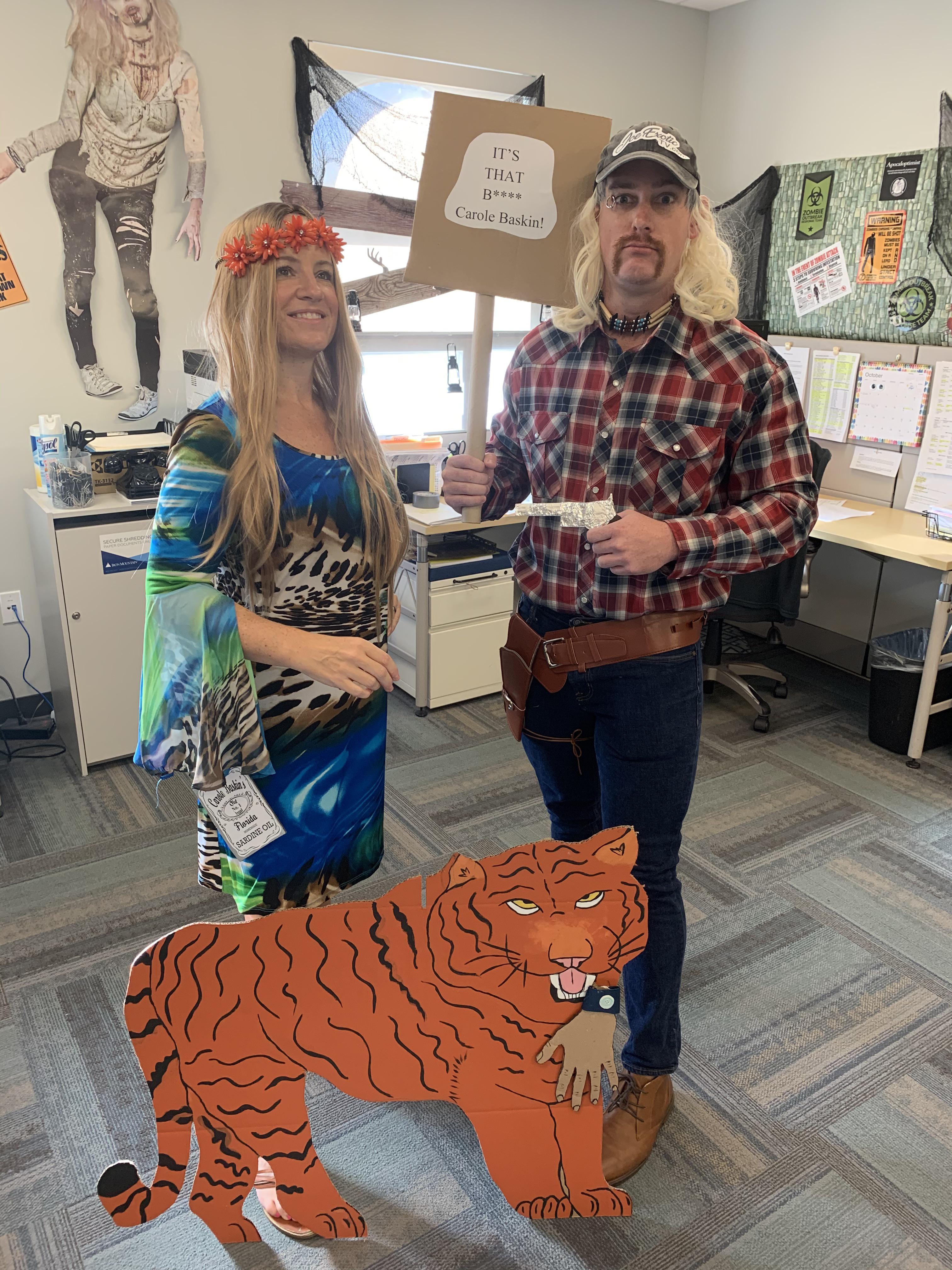 Work costume contest. Tiger King and Carole Baskin won most creative