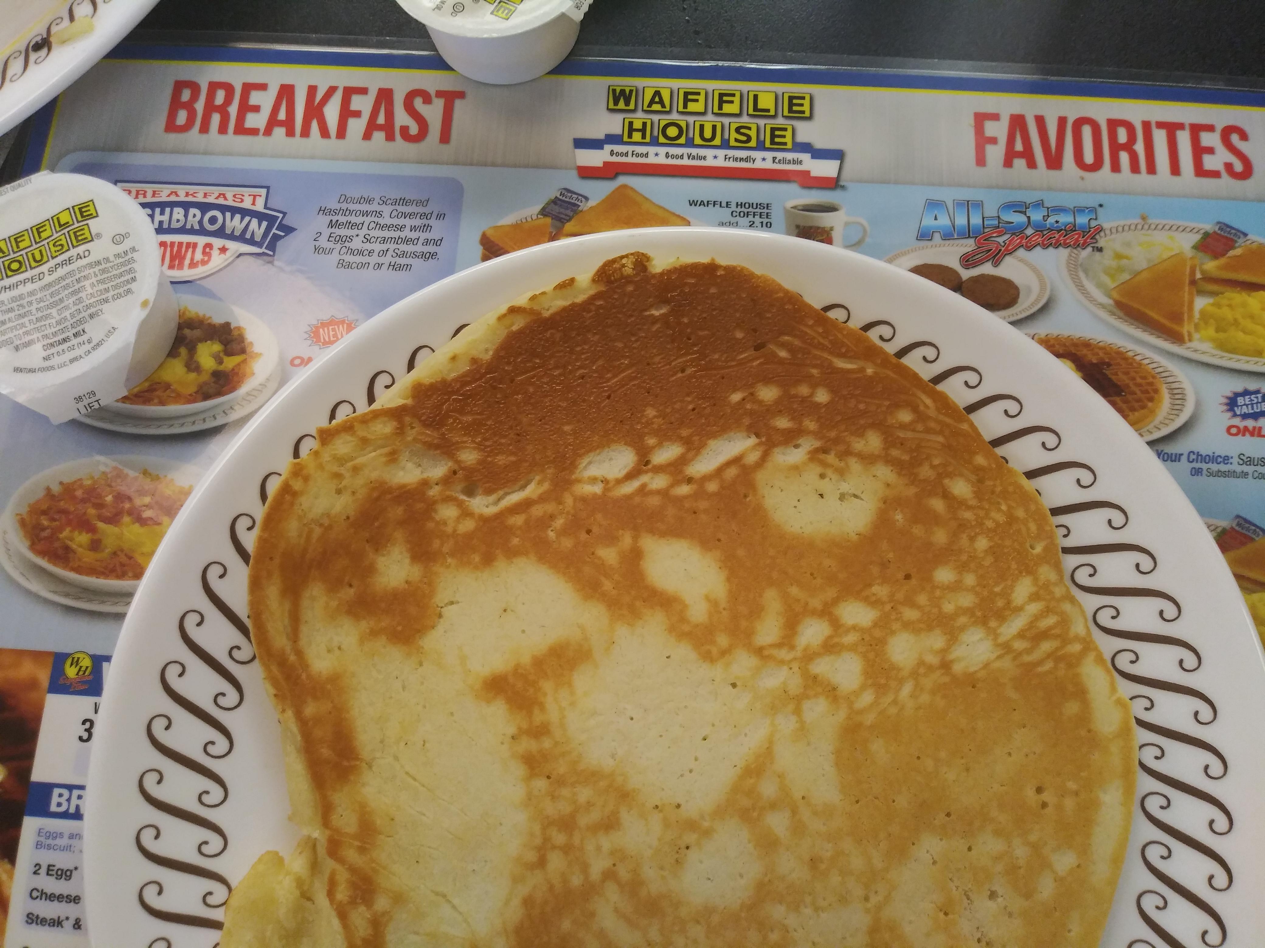 Brother texted me this with the caption "Got a pancake at waffle house no gods no masters" r