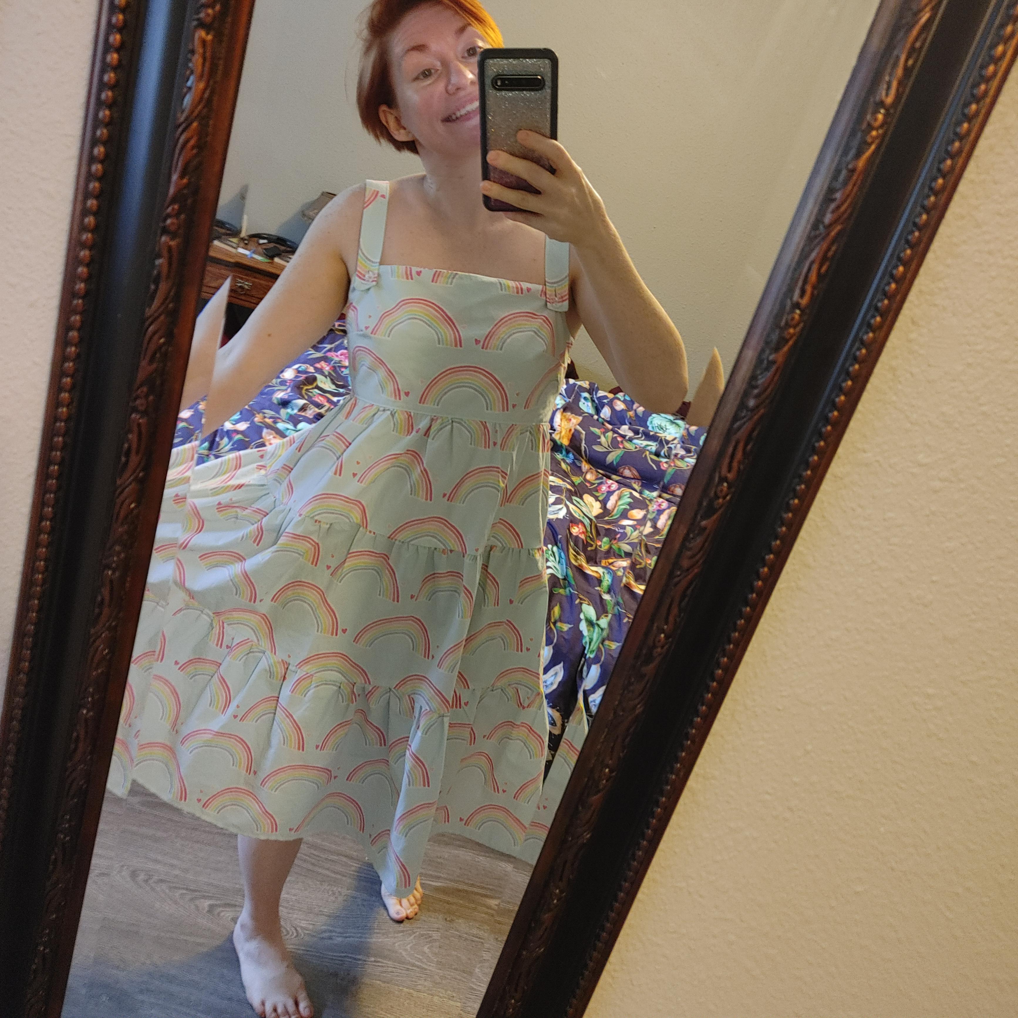 Bought a rainbow duvet cover from goodwill for 3.50 and turned it into