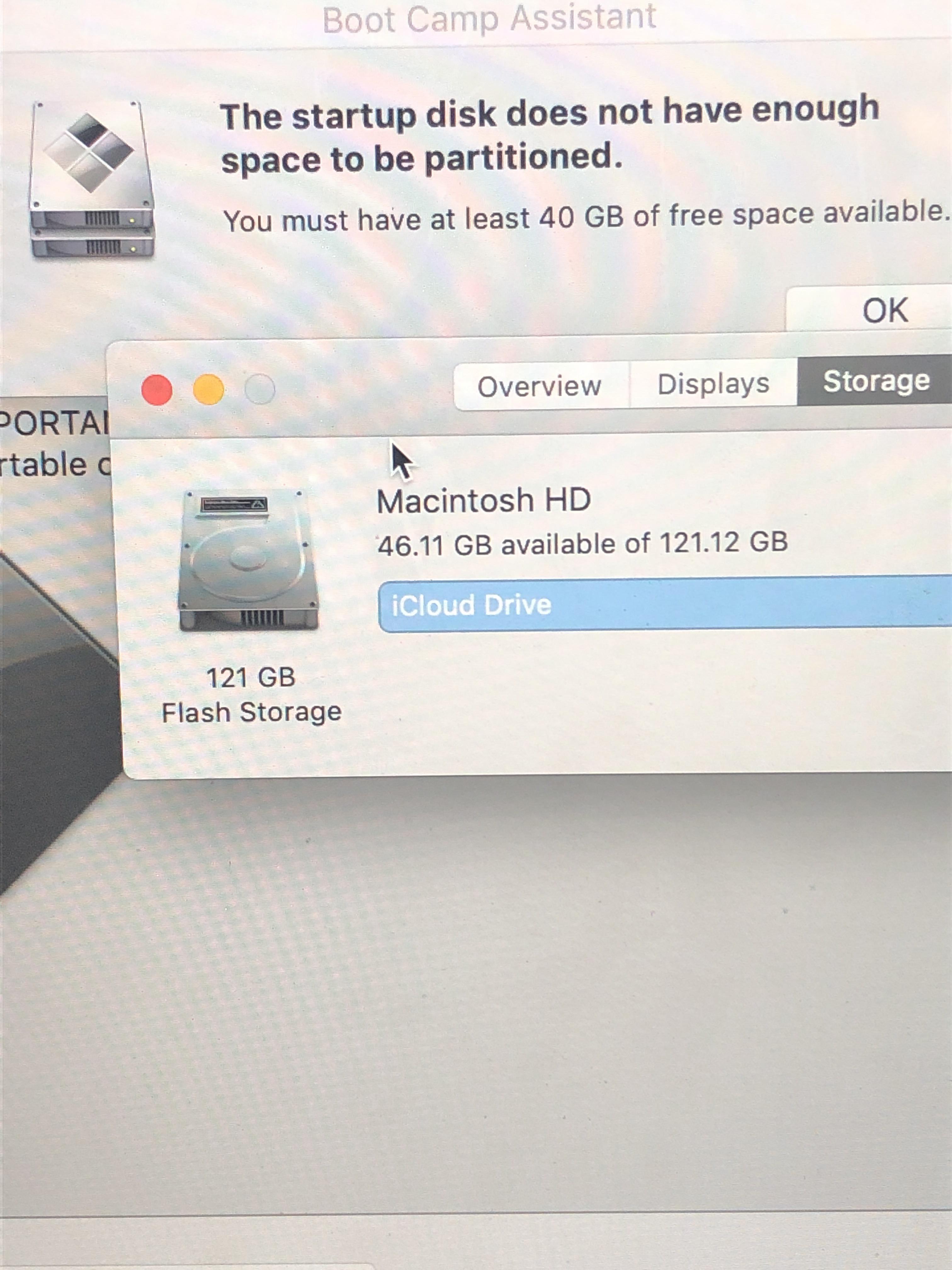 Boot camp says I need more space, but I have enough. Can someone please