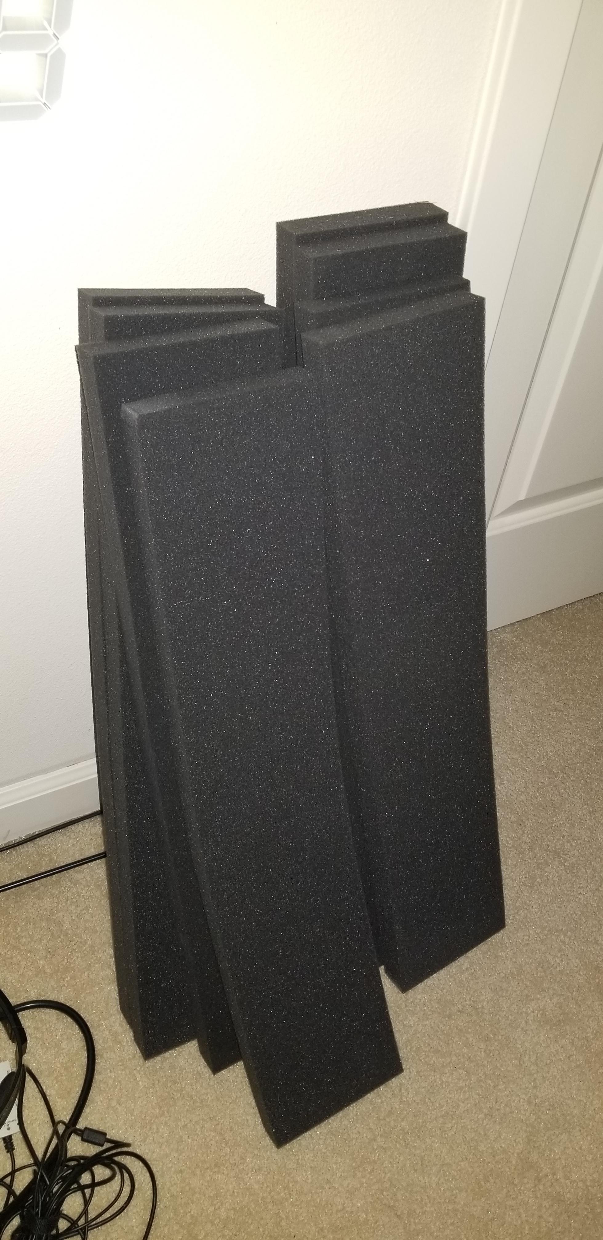 Using rectangular shipping foam + moving blanket over it on a bedroom