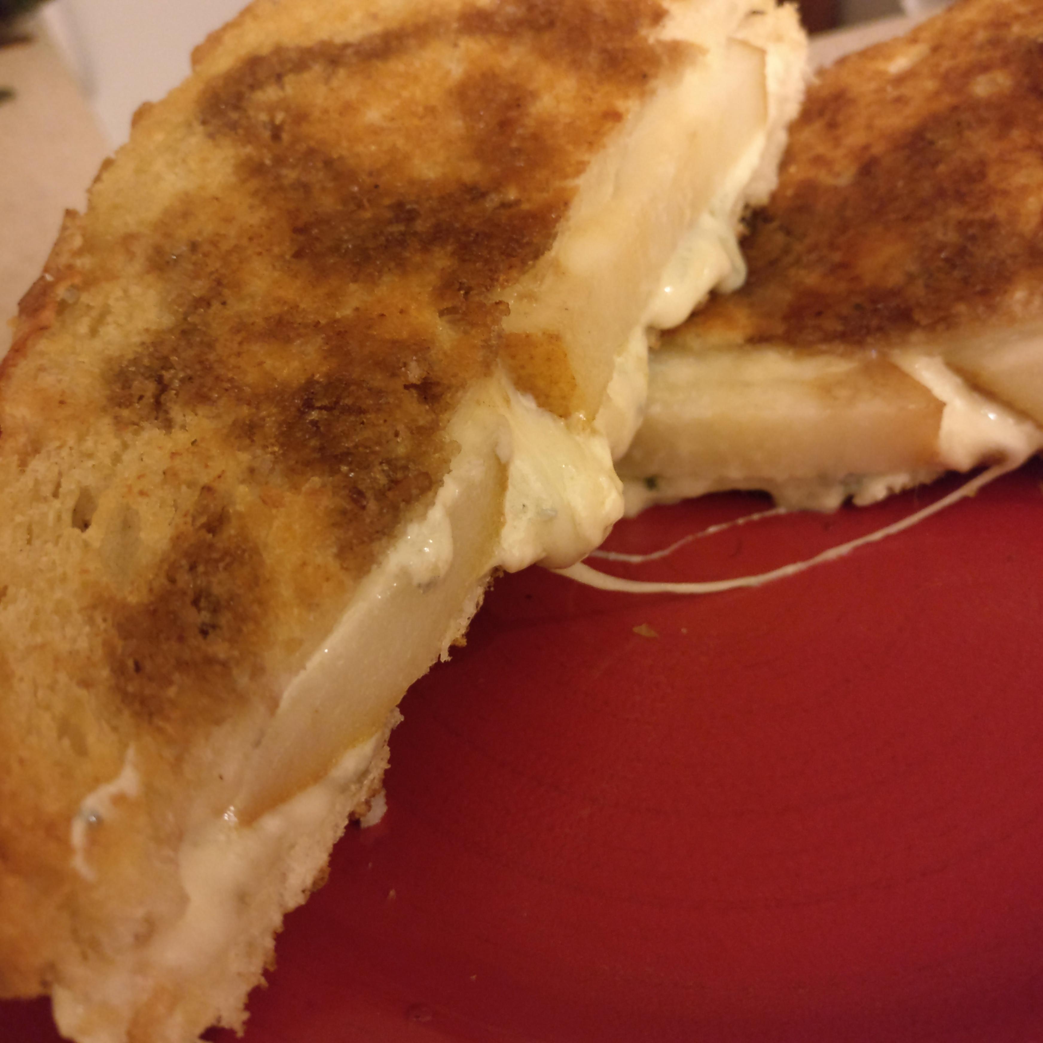 Pear, blue cheese, smoked provolone melt. Drizzled with a pearbalsamic
