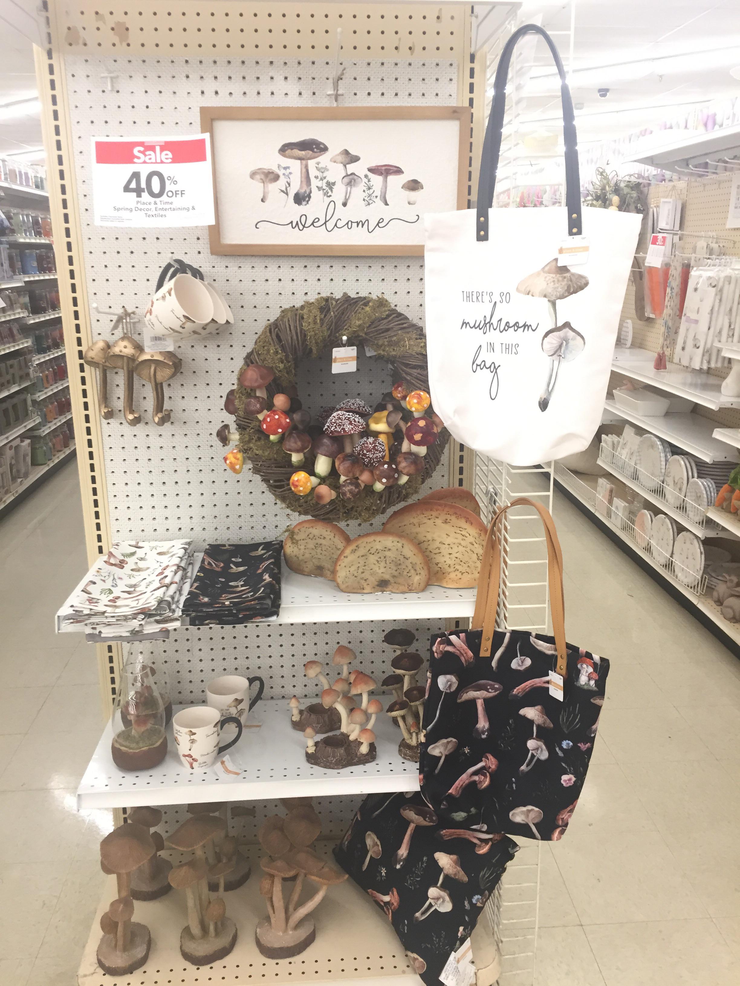 Joann’s has a set of mushroom themed decor on sale. I got towels, hooks