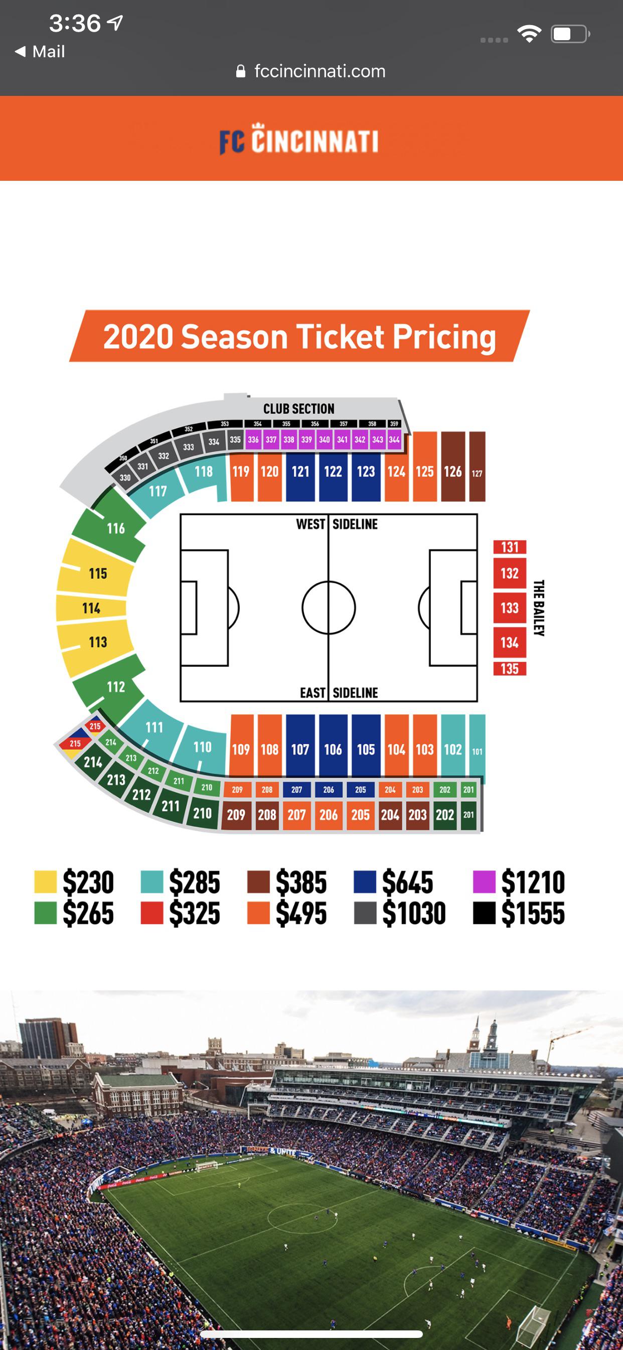 2020 FC Cincinnati season ticket pricing FCCincinnati