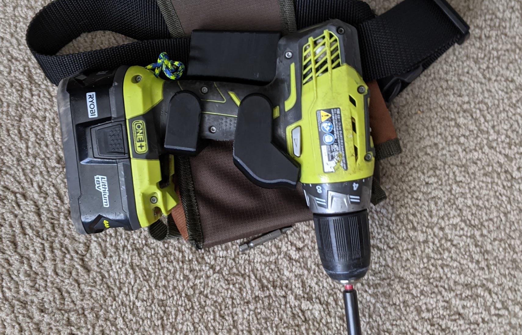 Ryobi Drill Holder for 2" tool belt (redesigned with community input