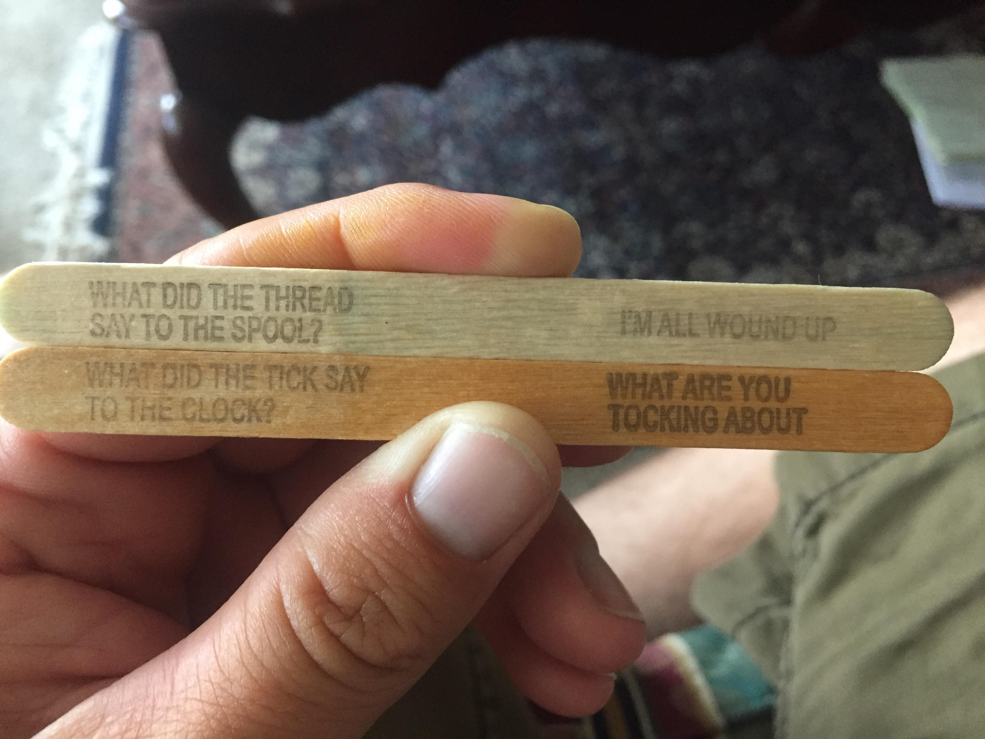 Some puns I found on popsicle sticks r/puns