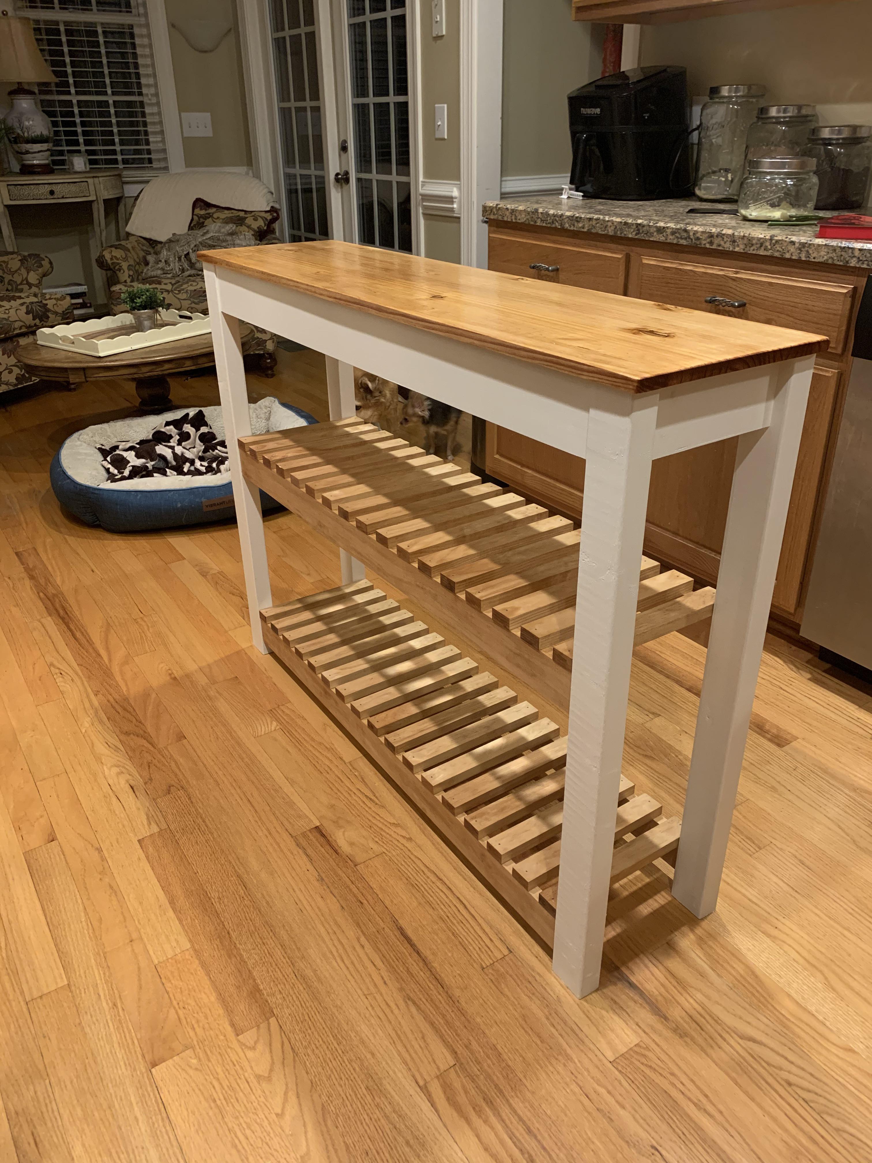 My first woodworking project! Kitchen island for my narrow kitchen. r/woodworking