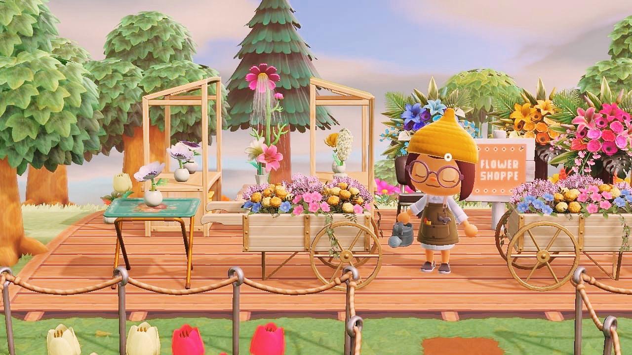 Opening up a flower shop on my island, with a flower garden in front of