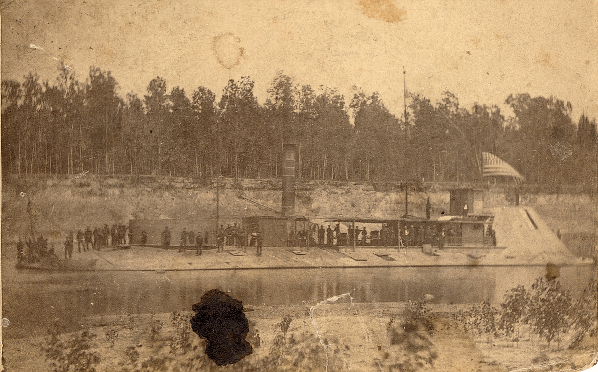 Civil War Gunboat Neosho on the Mississippi, 1863. [2062x1283] r