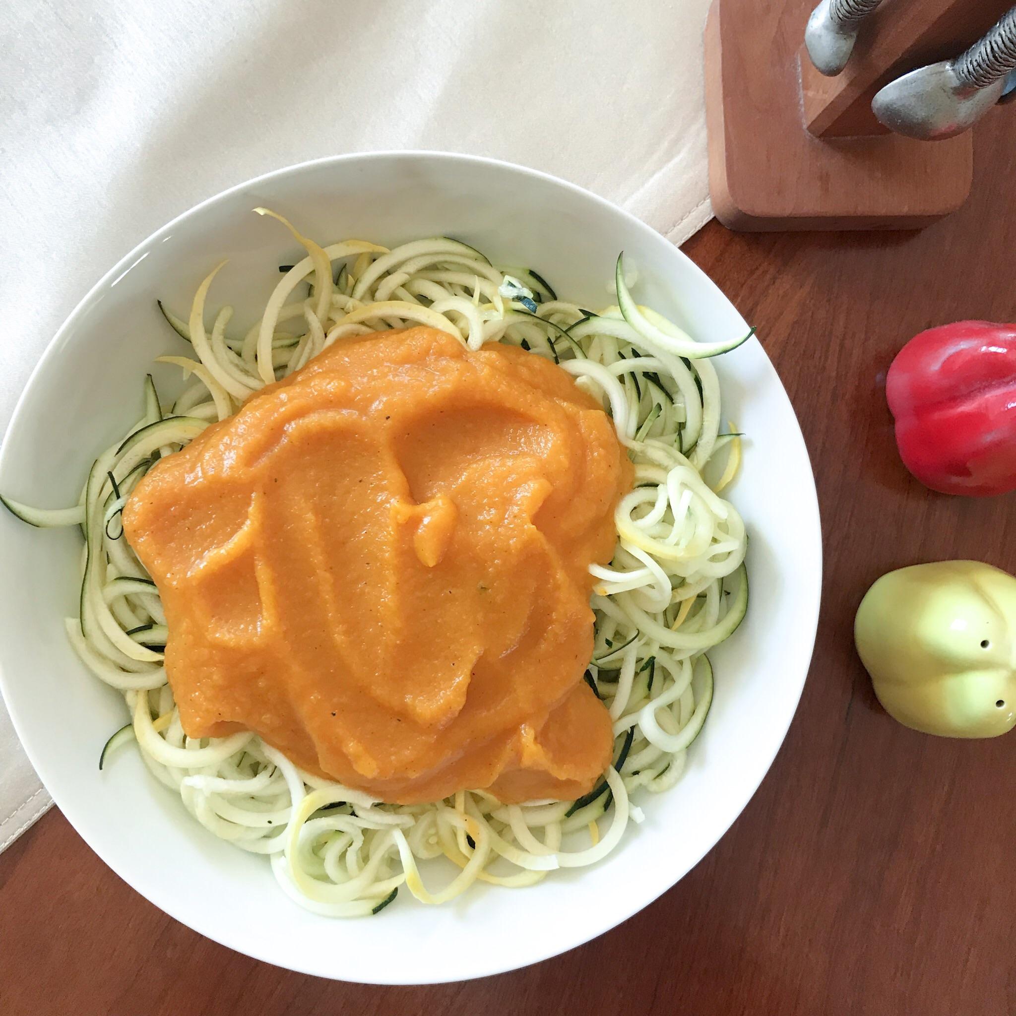 Butternut squash sauce made with our chicken bone broth. Topped on