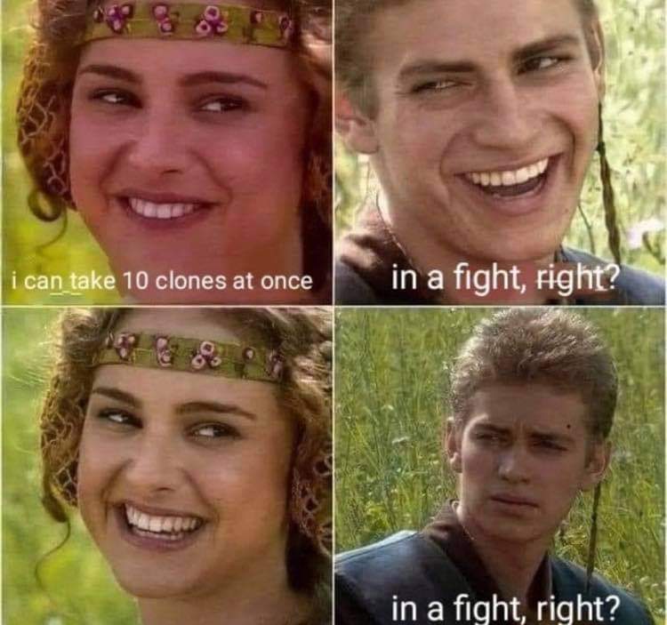 In a fight, right? r/starwarsmemes