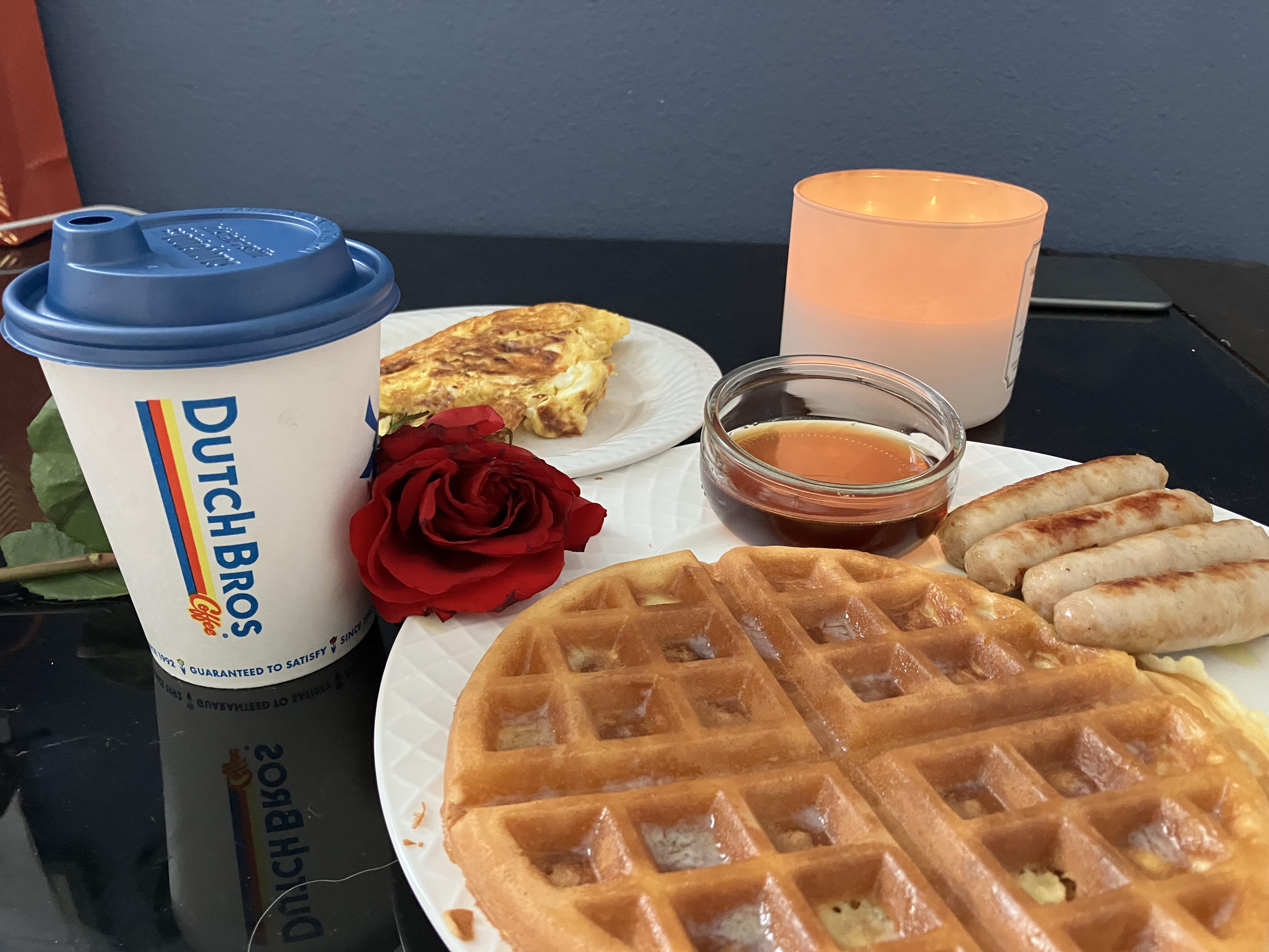 Made my girlfriend breakfast in bed she said they're the best waffles