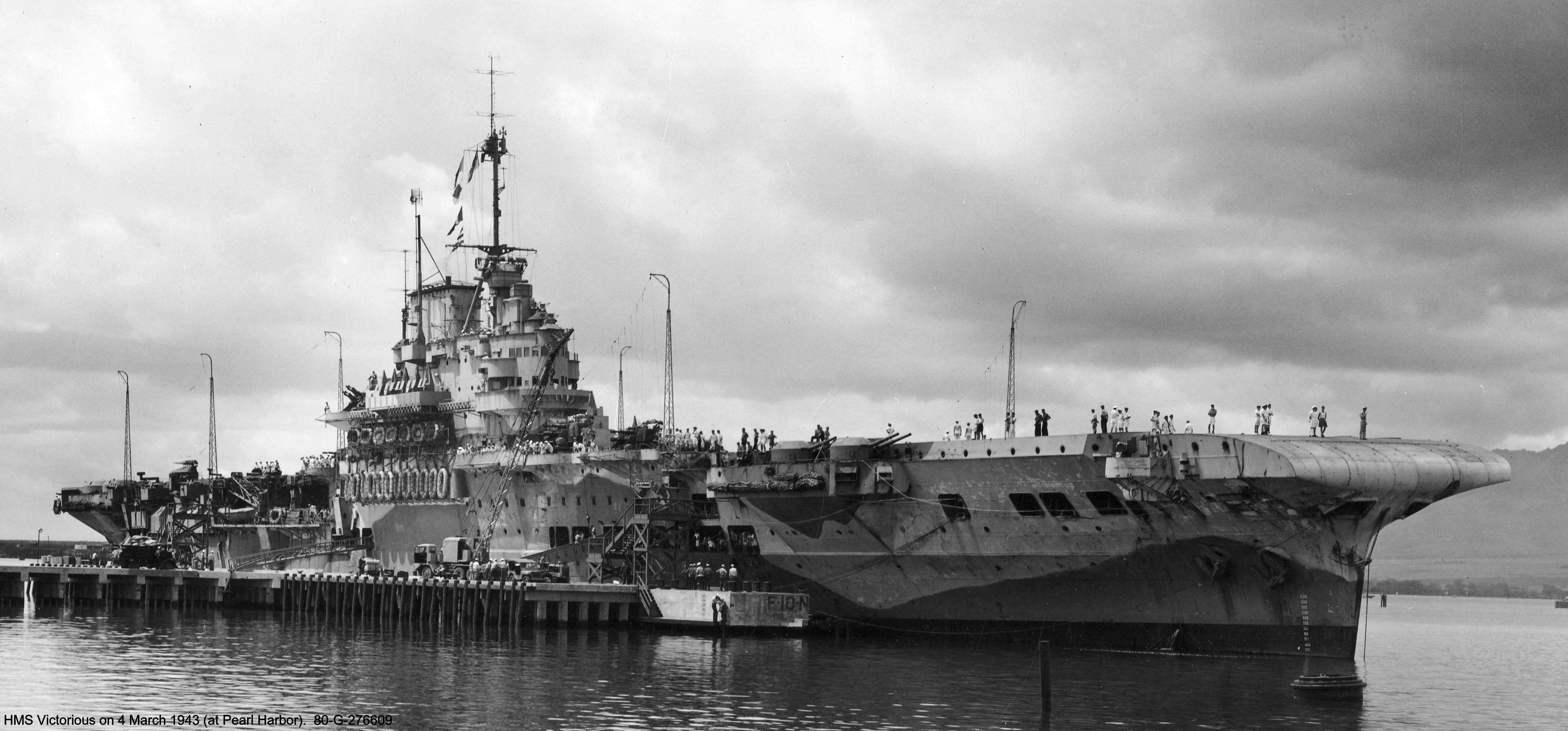 Illustriousclass aircraft carrier HMS Victorious in Pearl Harbor