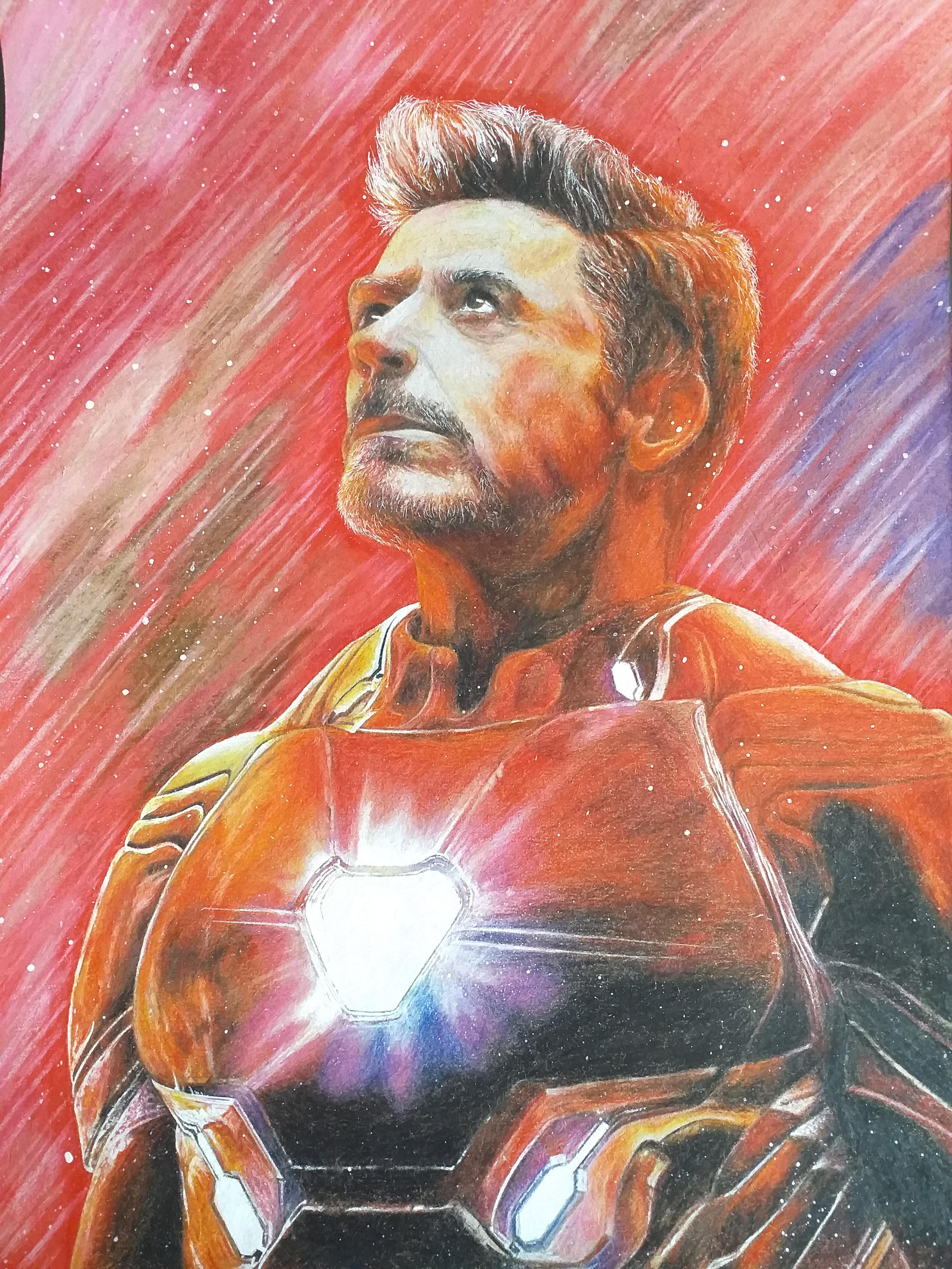 I drew Iron Man ;) [colored pencils] r/drawing