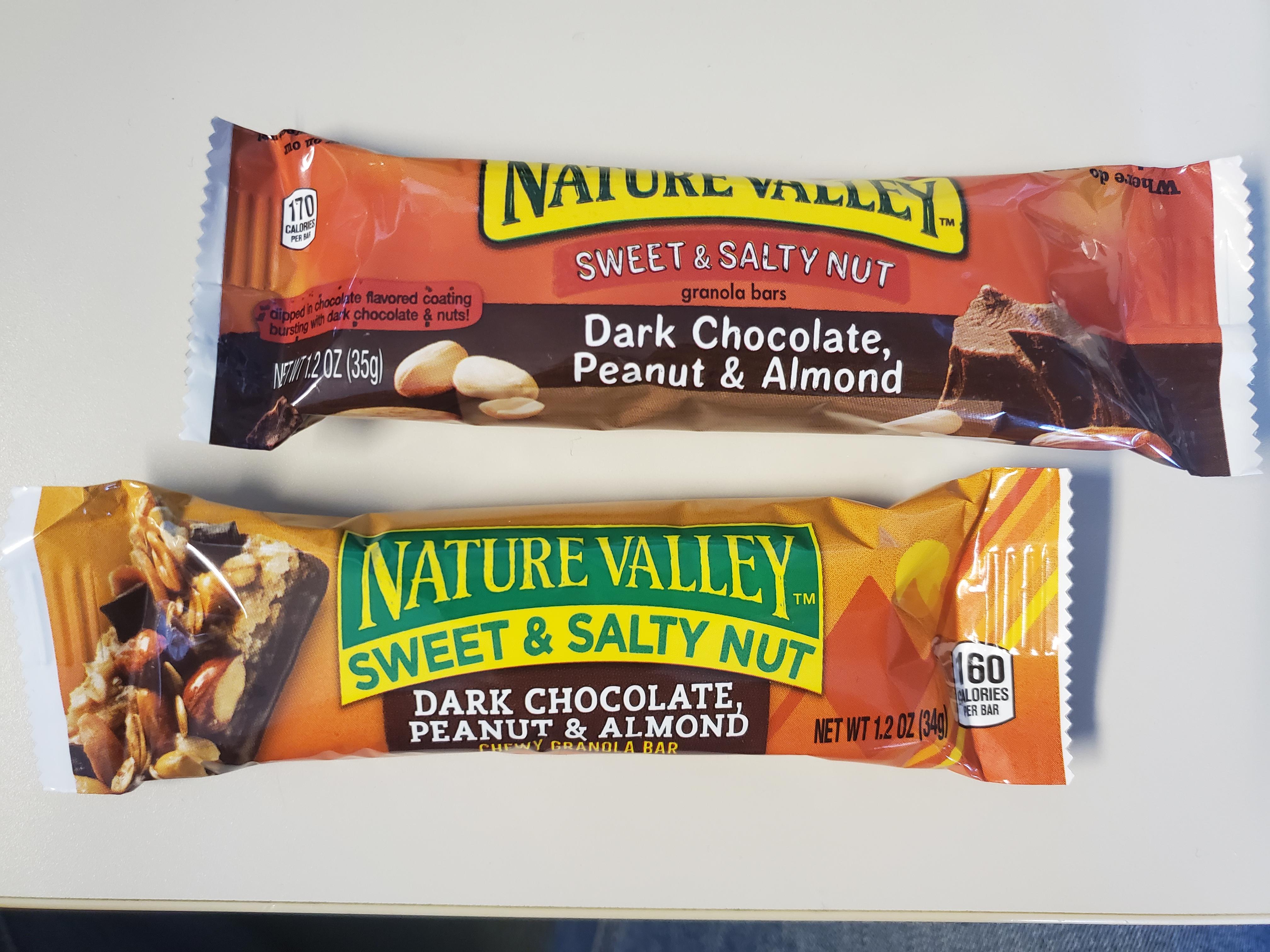 Nature Valley from 35g to 34g and 10 less calories r/shrinkflation