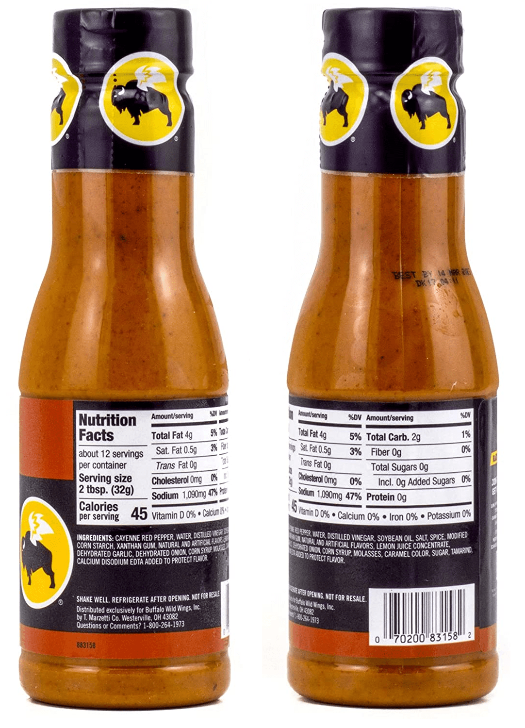 Damn... lots of sodium in these sauces. Hot has 1090mg sodium per 2