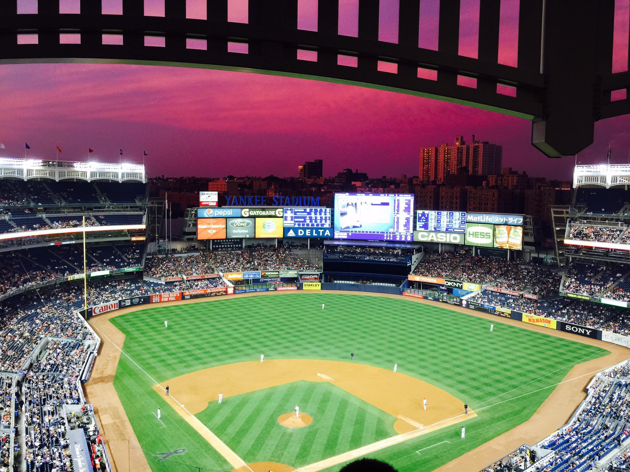 One random night at Yankee Stadium, the sky did this. r/baseball