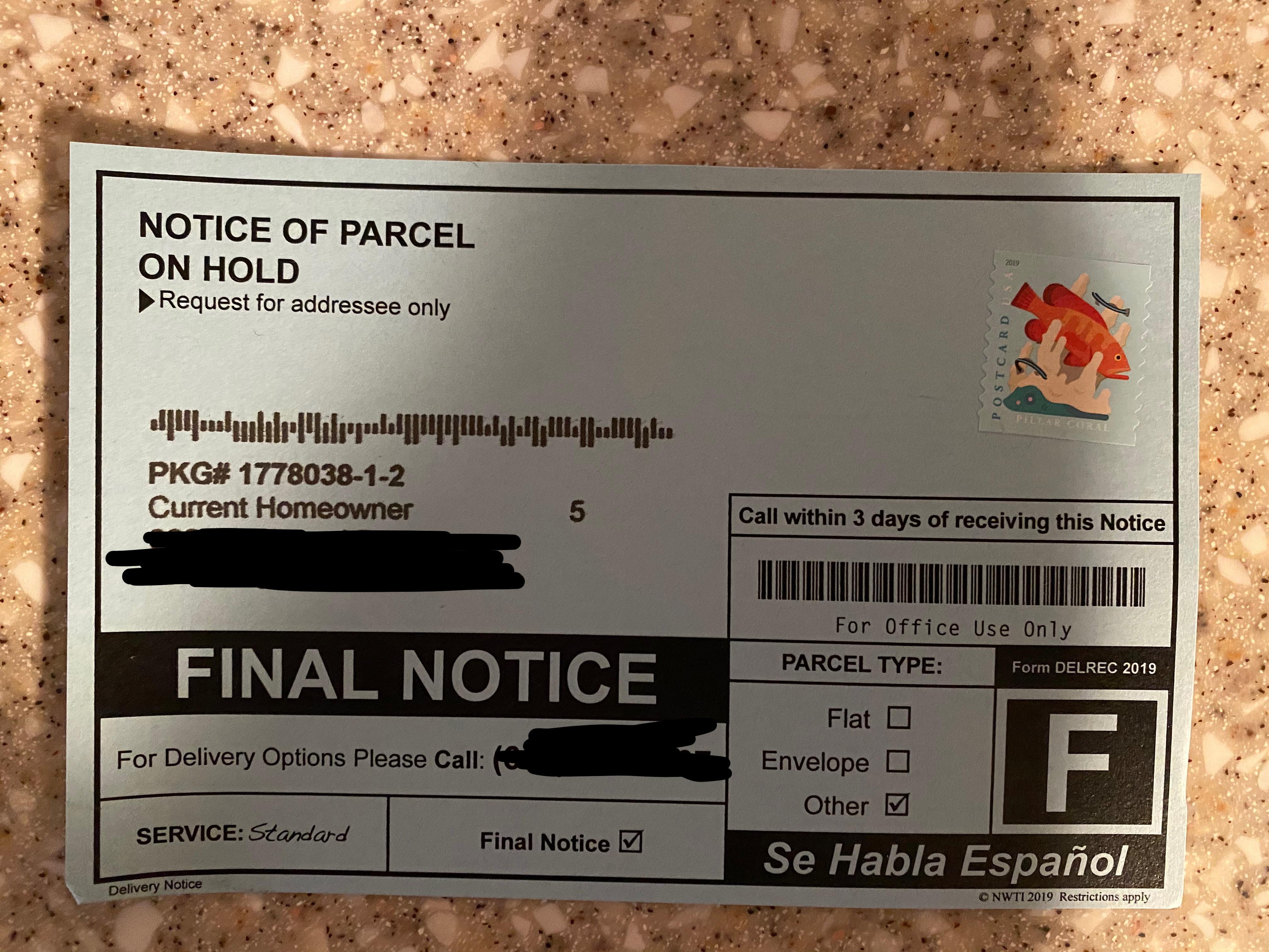 Fake mail scam. Reposted with blocked out. r/Scams