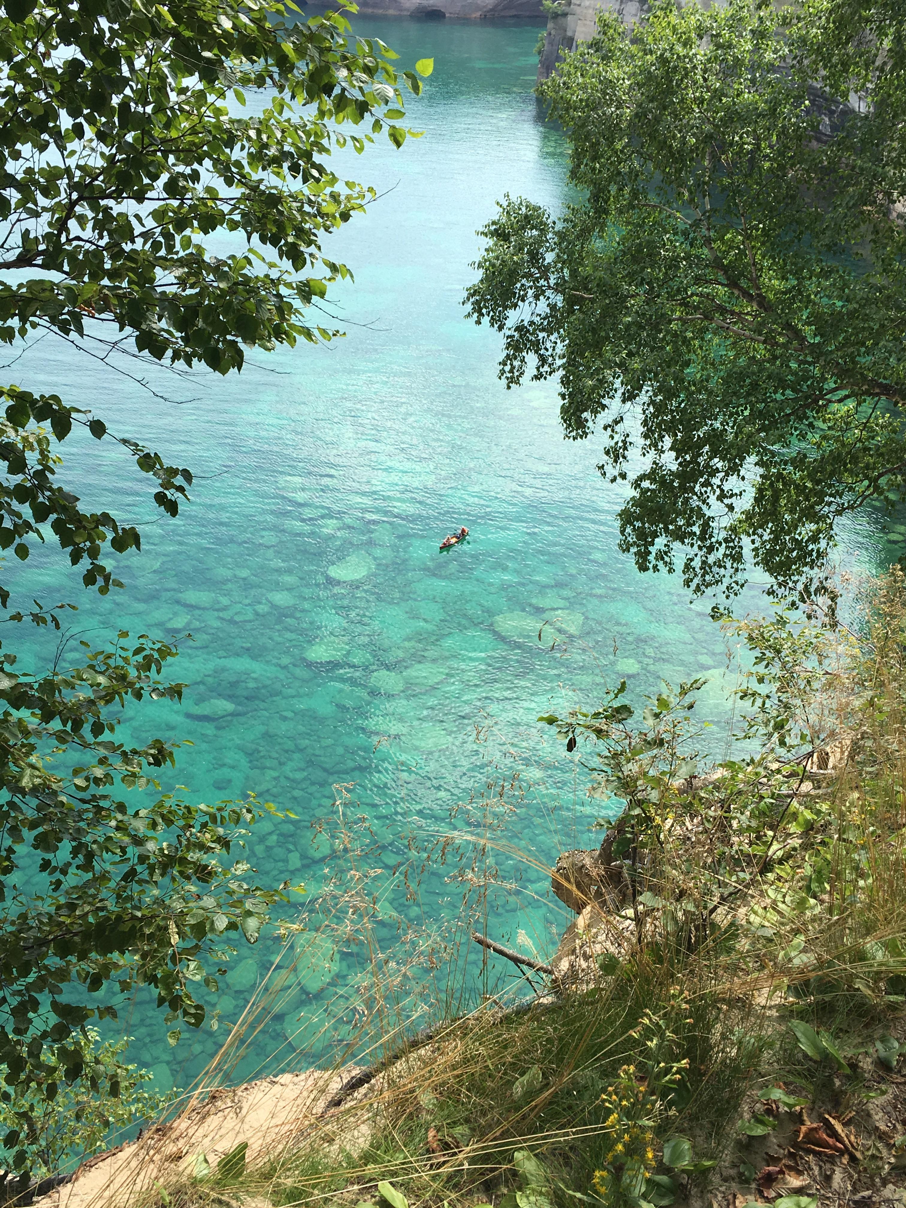 Looking down on Lake Superior. Hiawatha National Forest, Upper