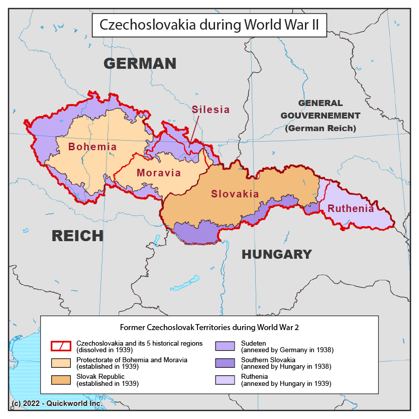 Czechoslovakia in WW2 (More details on https//mapoftheday.quickworld