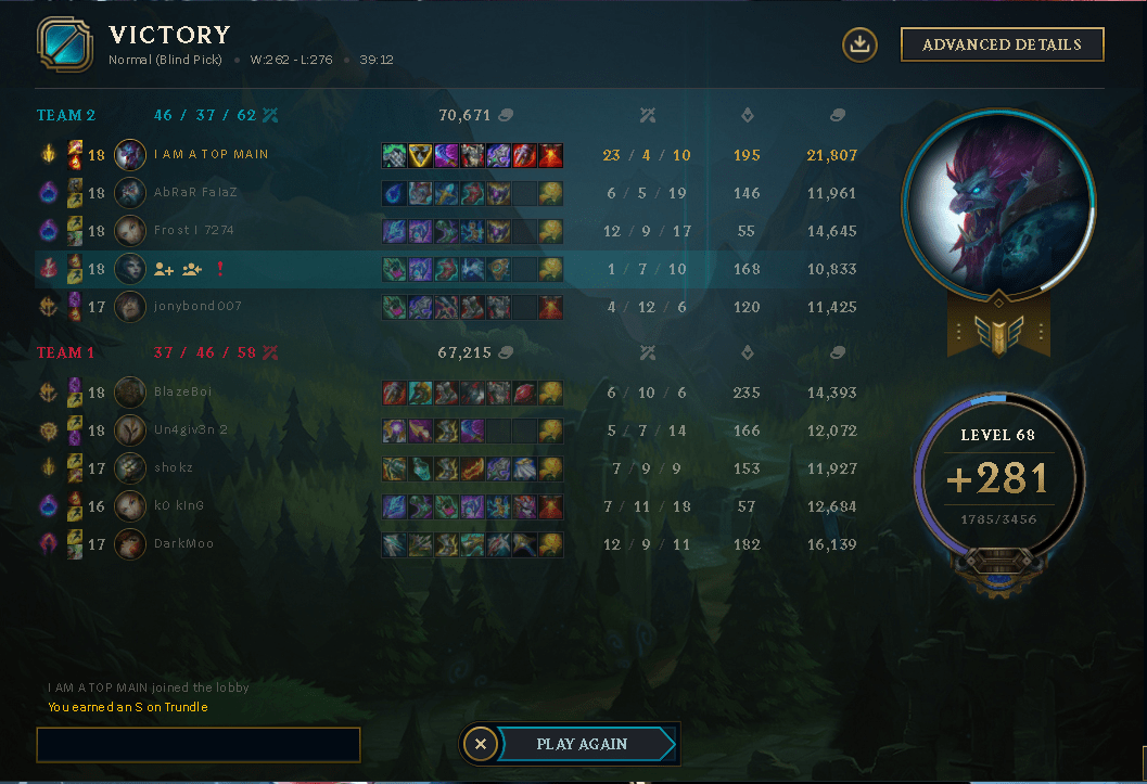 Love wrecking others as trundle(I am new trundle main and I love