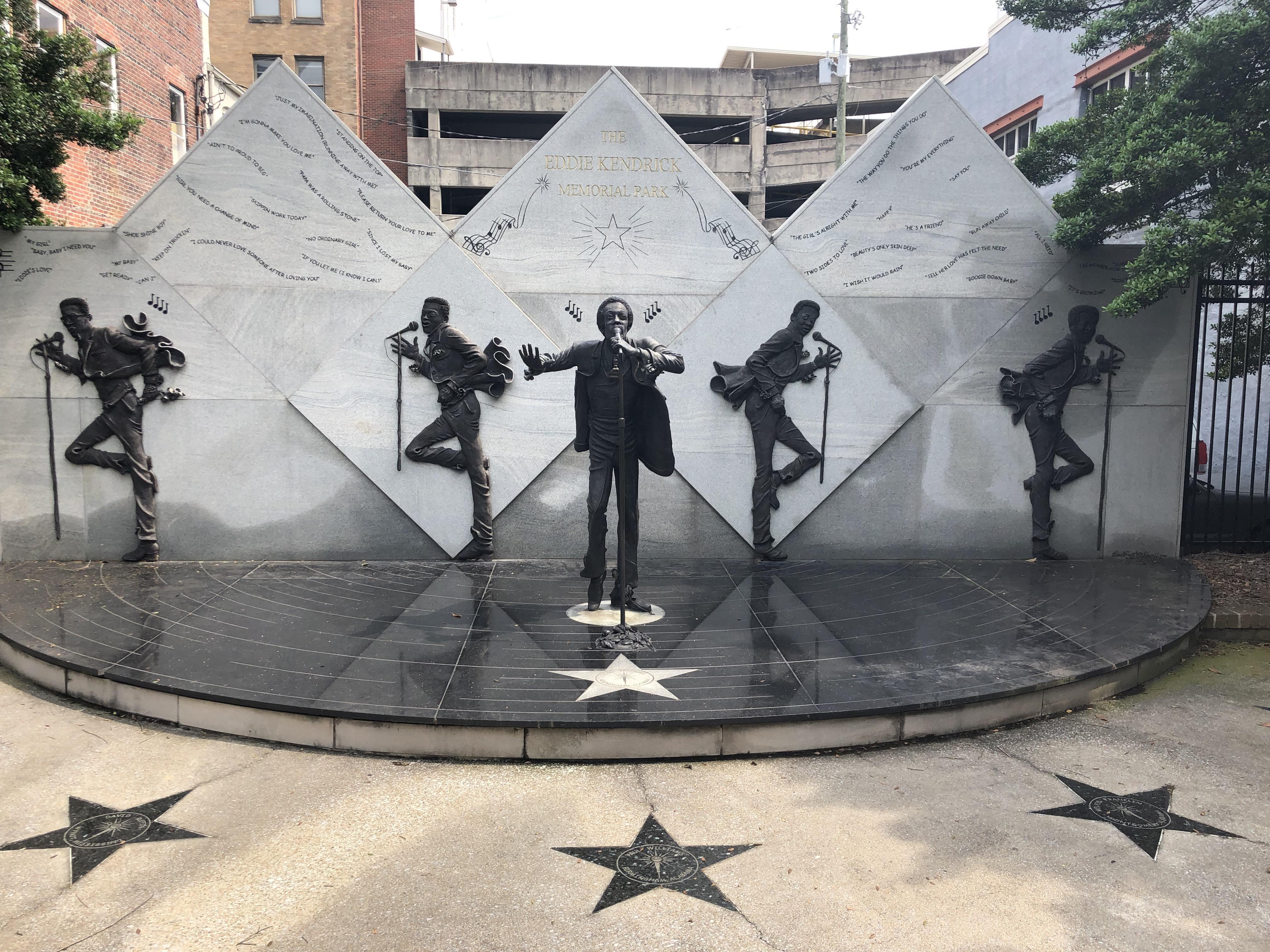 Statues of Eddie Kendricks and the rest of classic five Temptations