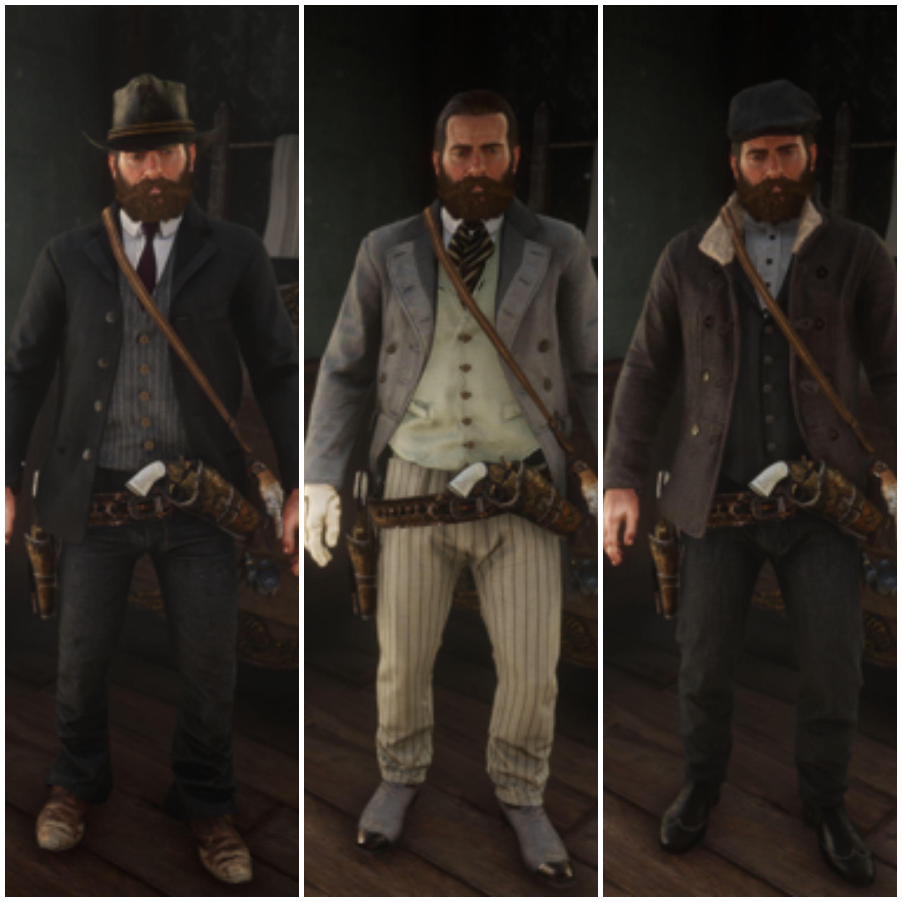 My attempt at some Red Dead 1 outfits. Elegant Suit, Gentleman's Attire and the Savvy Merchant