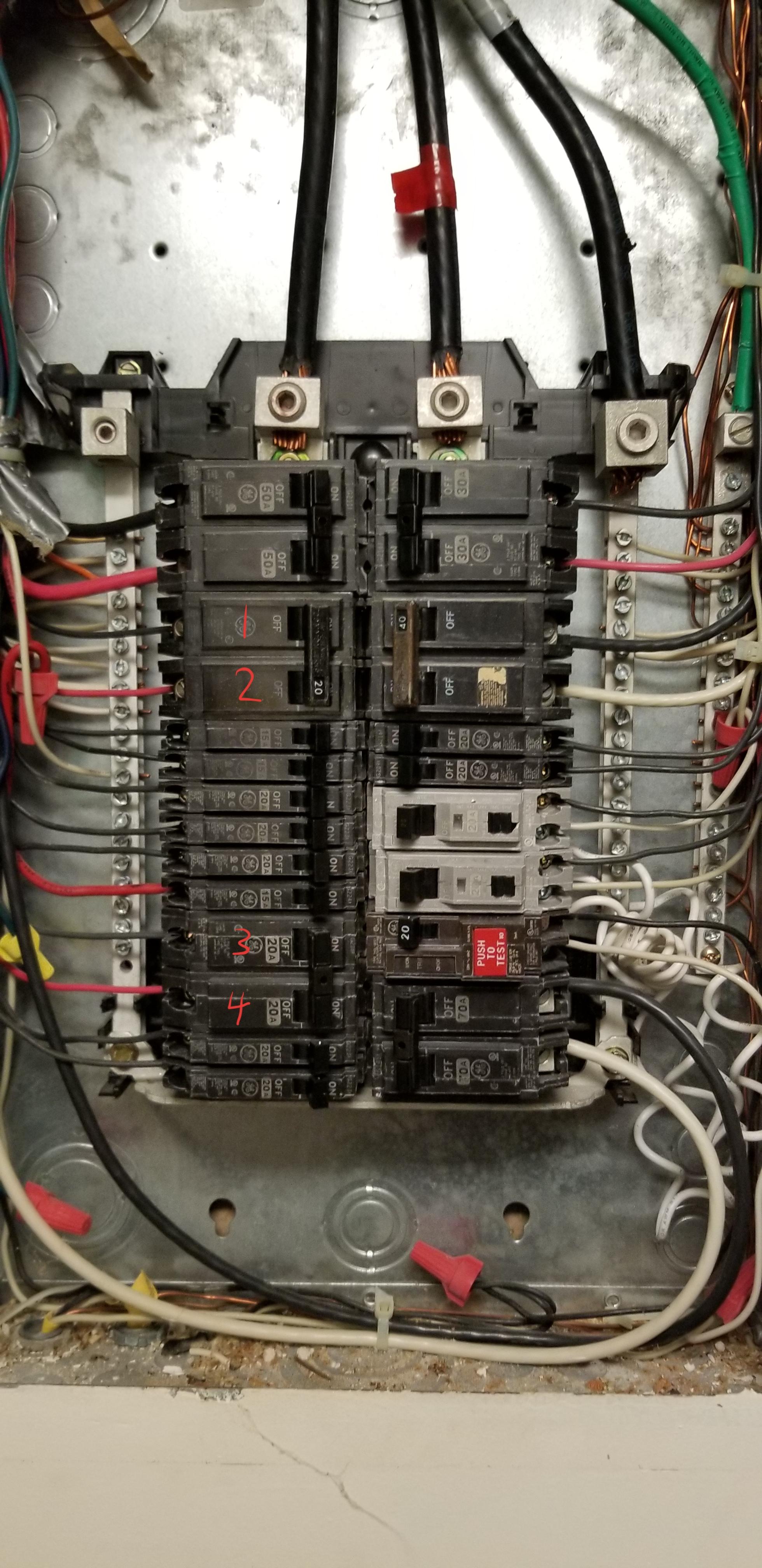 Trying to make room. Can I replace the marked breakers with tandem