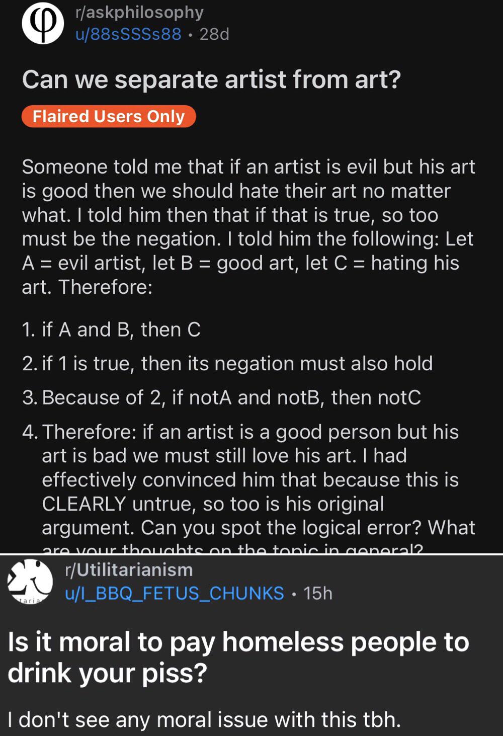 There’s two type of philosophy subreddit PhilosophyMemes