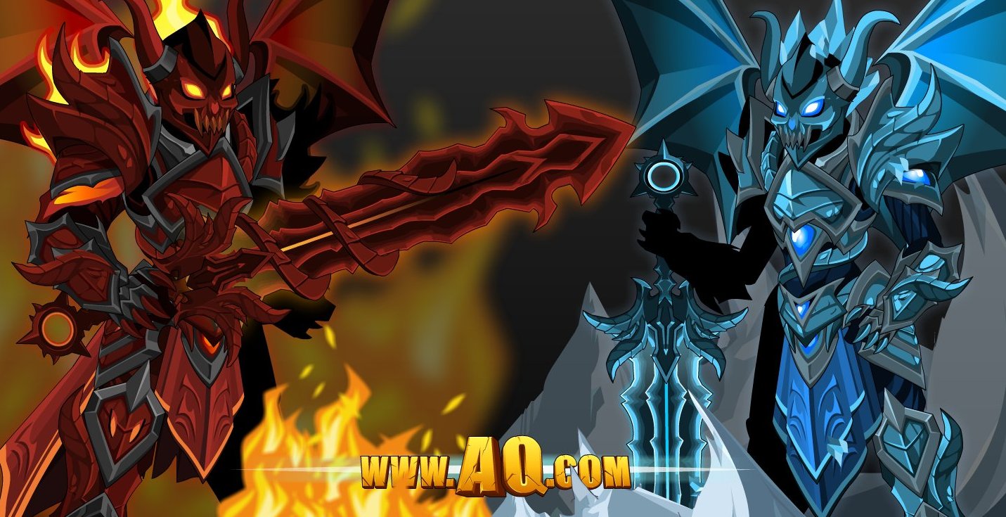 This weekend Flame and Frost Dragon Knight armor sets r/AQW