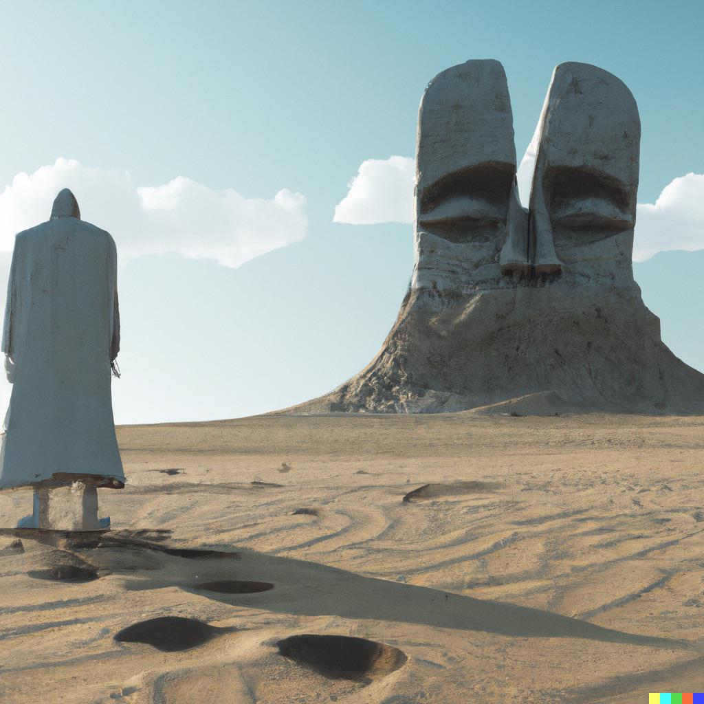 Ozymandias “Point of view from behind a lone traveller standing in