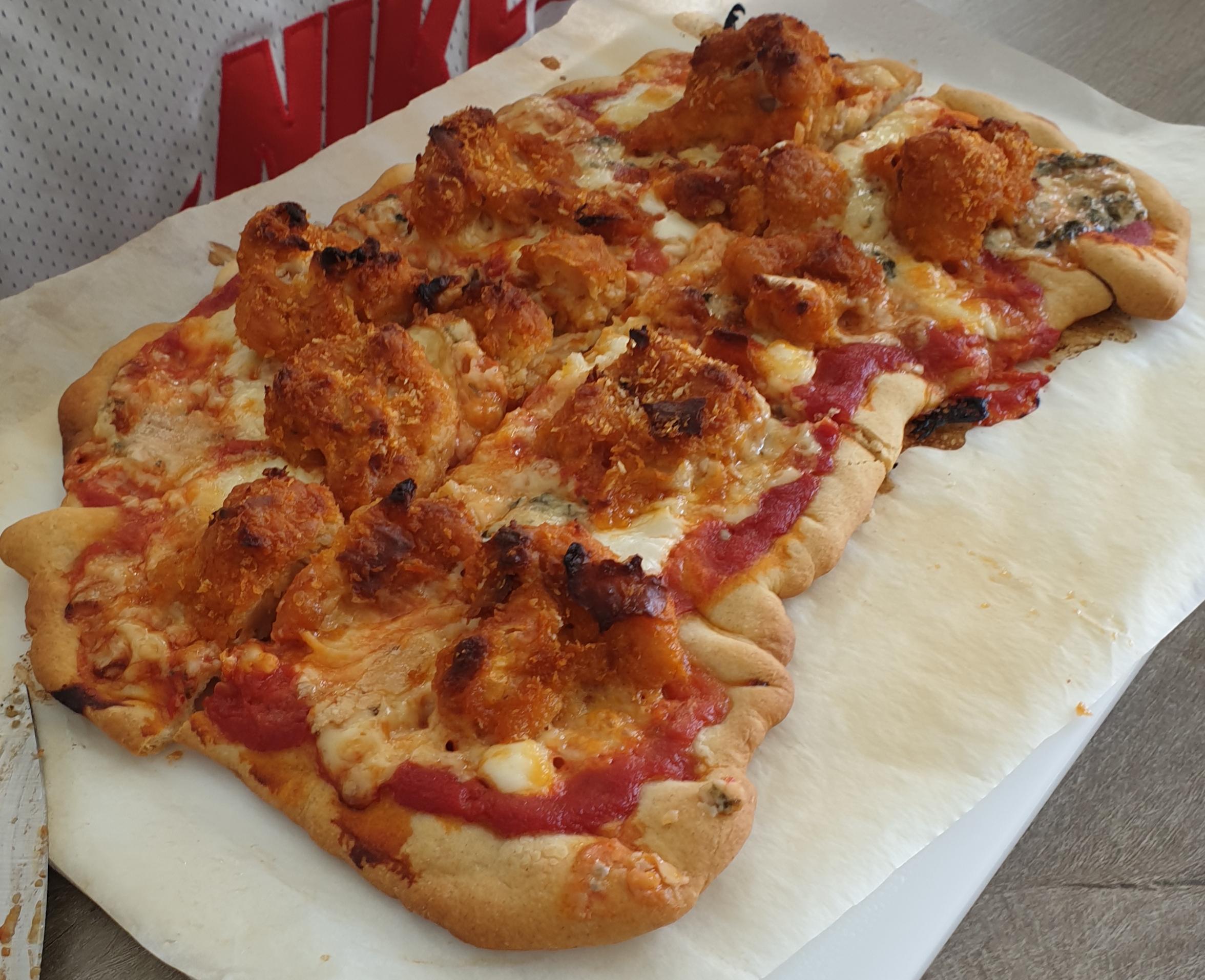 Ugly delicious first homemade dough buffalo cauliflower and blue
