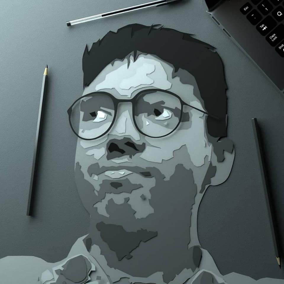 Layered paper cut portrait made a whole back in blender. Suggestions