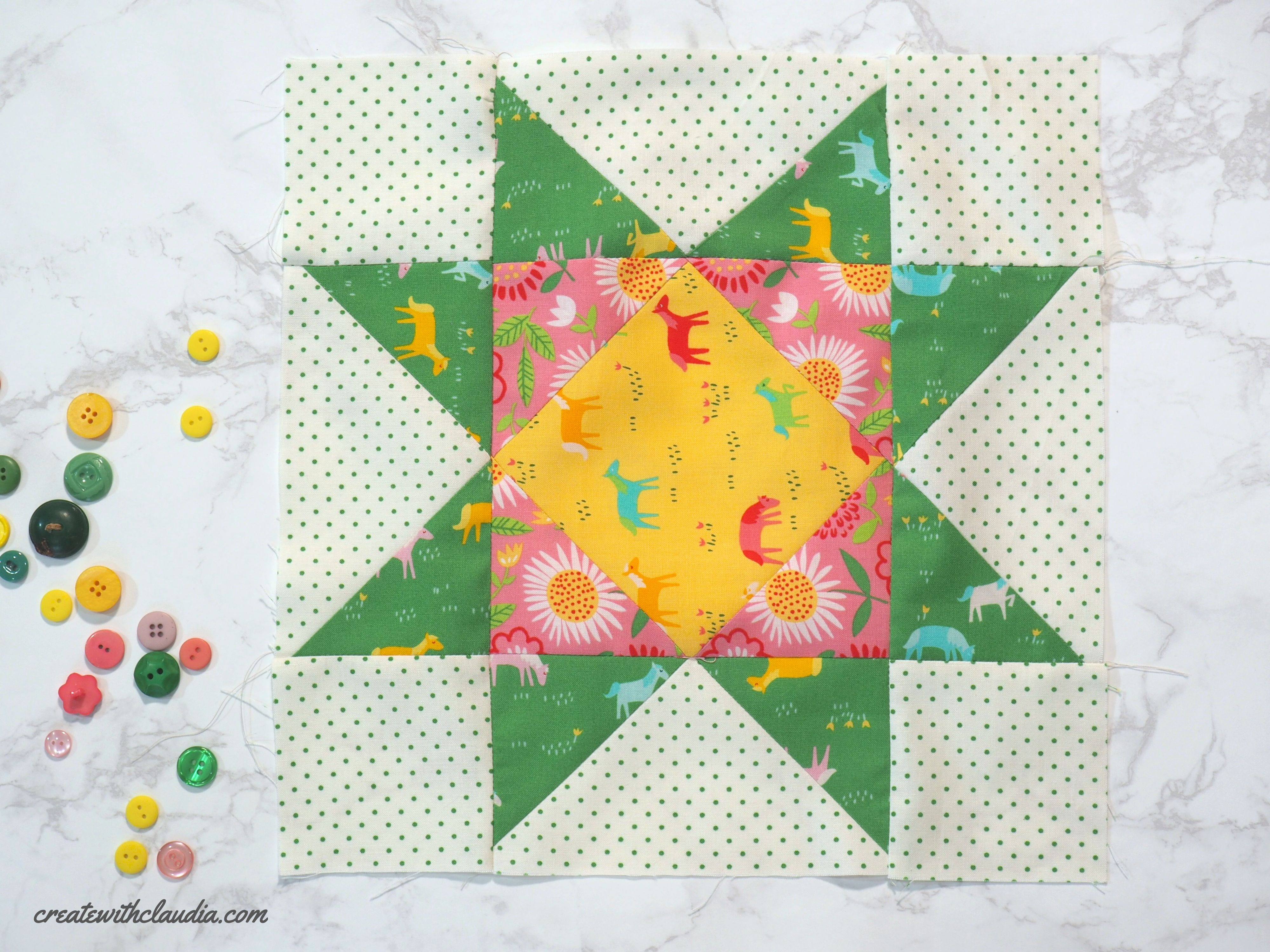 The final block in the Create with Claudia Mystery Quilt Along! Next month it all gets sewn