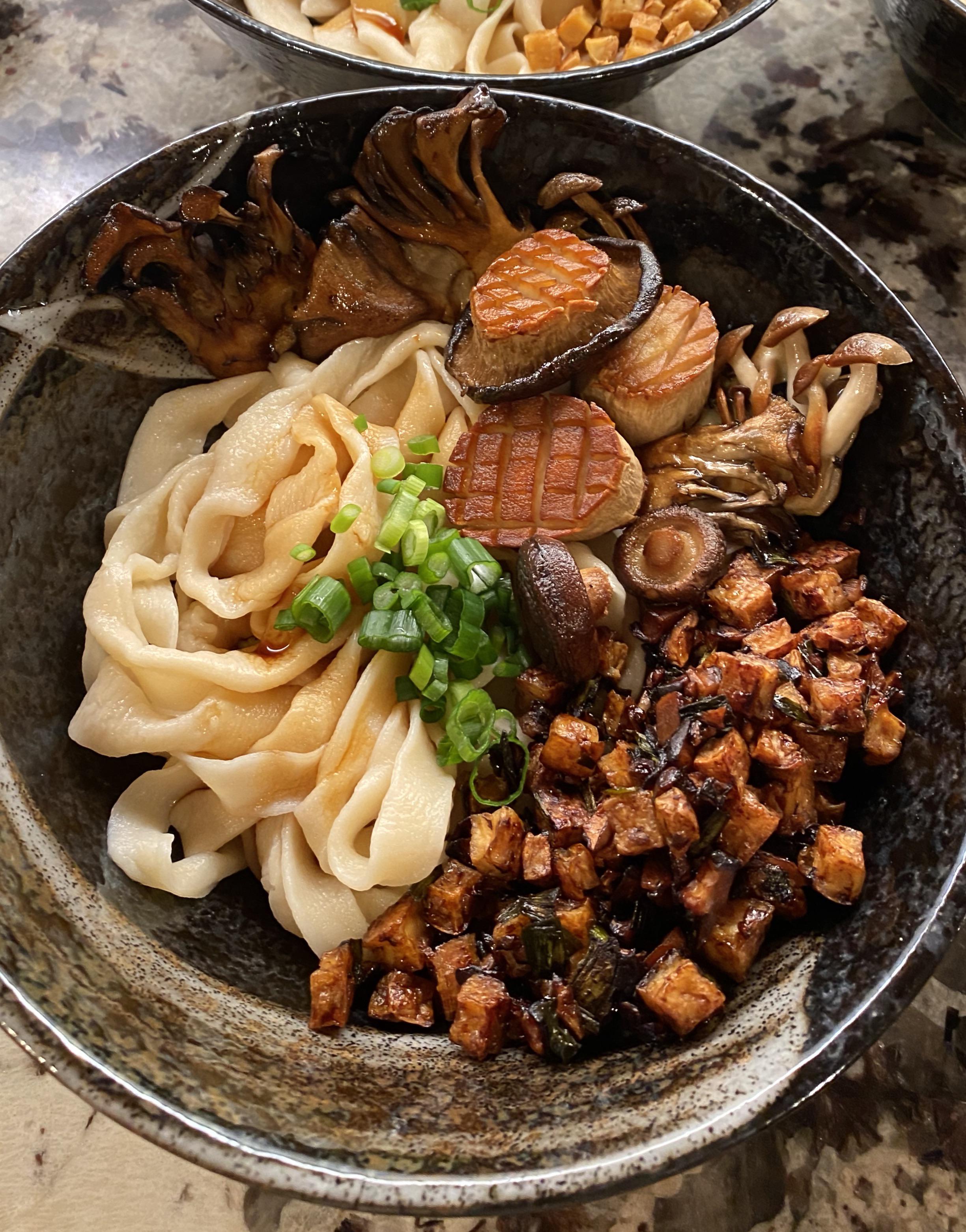 SomeBabble [Homemade] Knifecut Noodles with Mushrooms and Fried Tofu