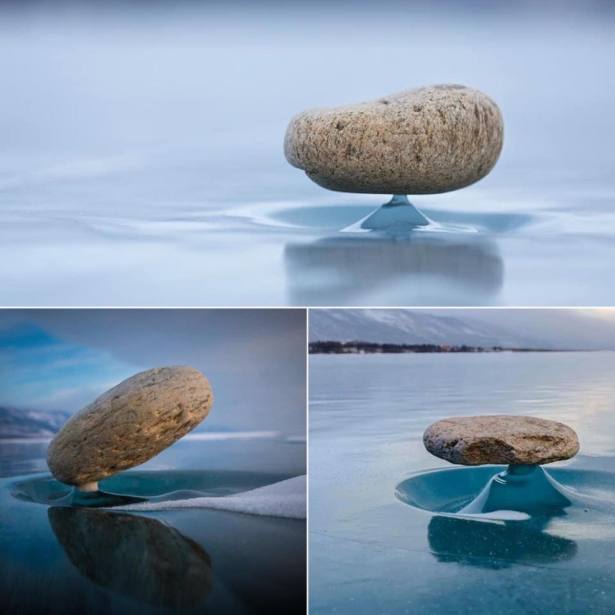 This rare phenomenon is called "Baikal Zen". Rocks that have fallen on