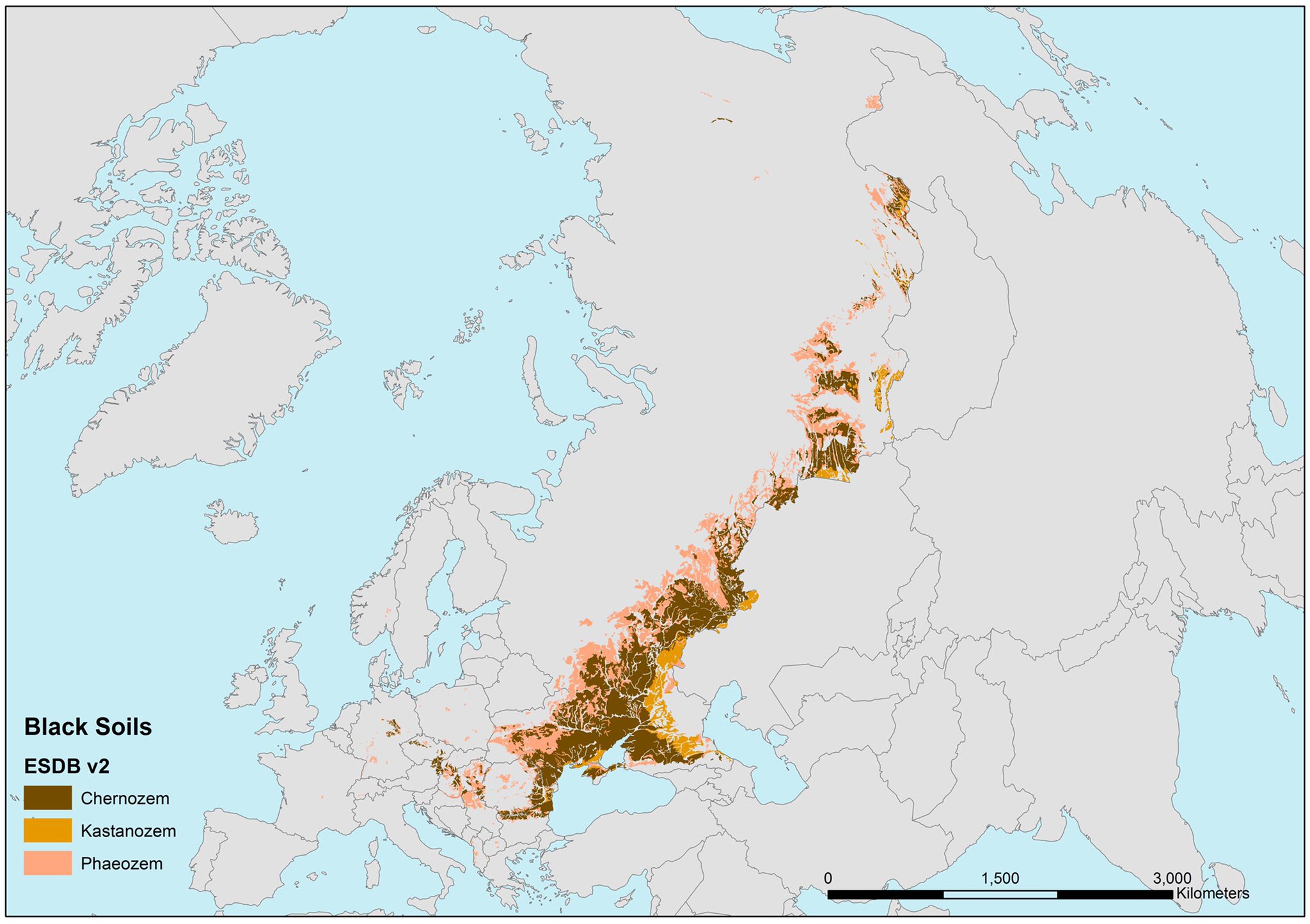 Black Soils Map Europe Map of chernozems (black soils) in Eurasia MapPorn