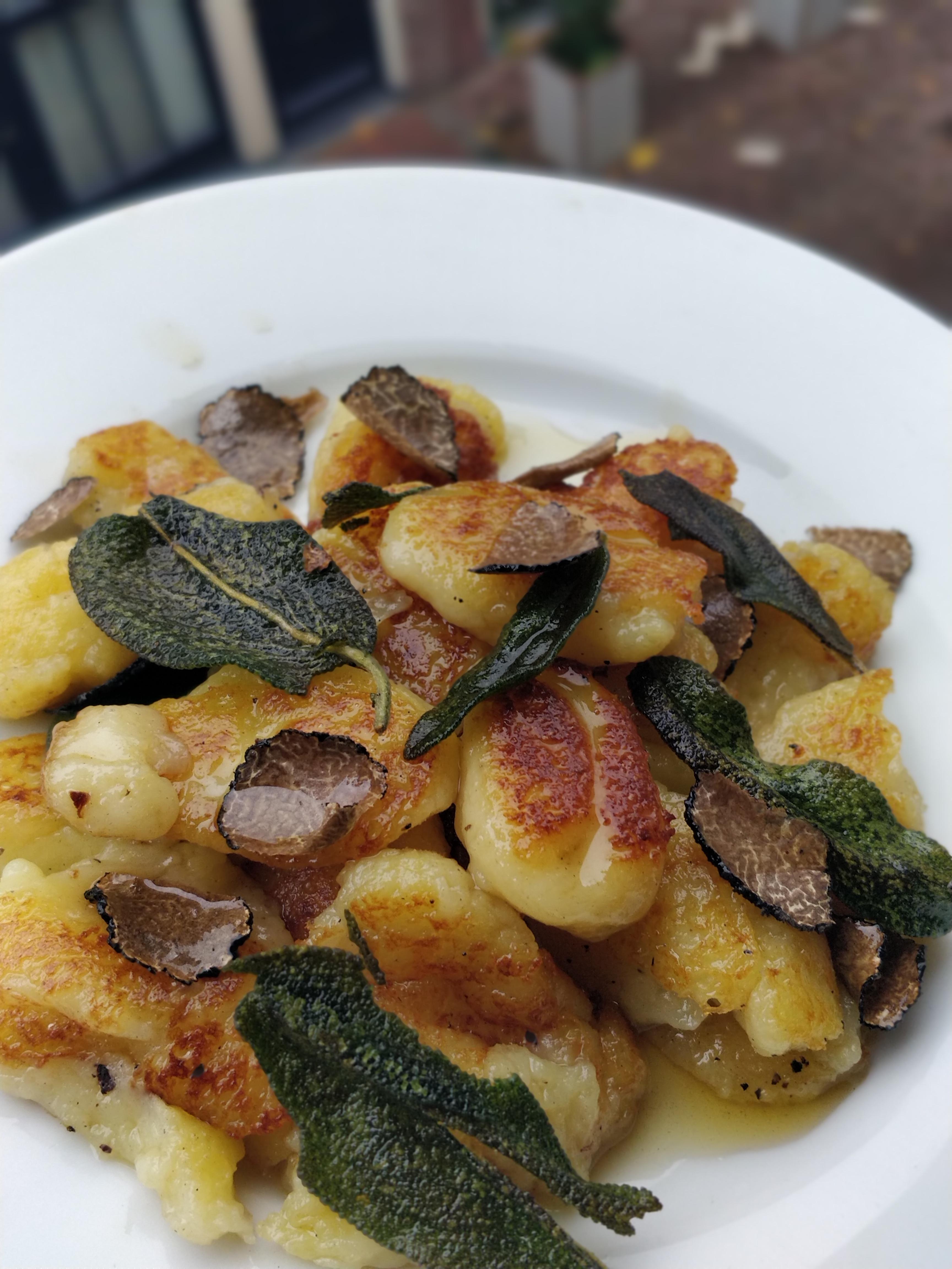 homemade gnocchi with truffle and sage browned butter, link to recipe