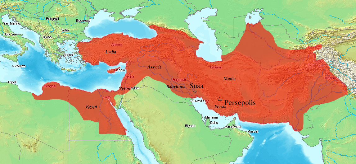 Map of Persian Empire at the time the Book of Esther supposely took