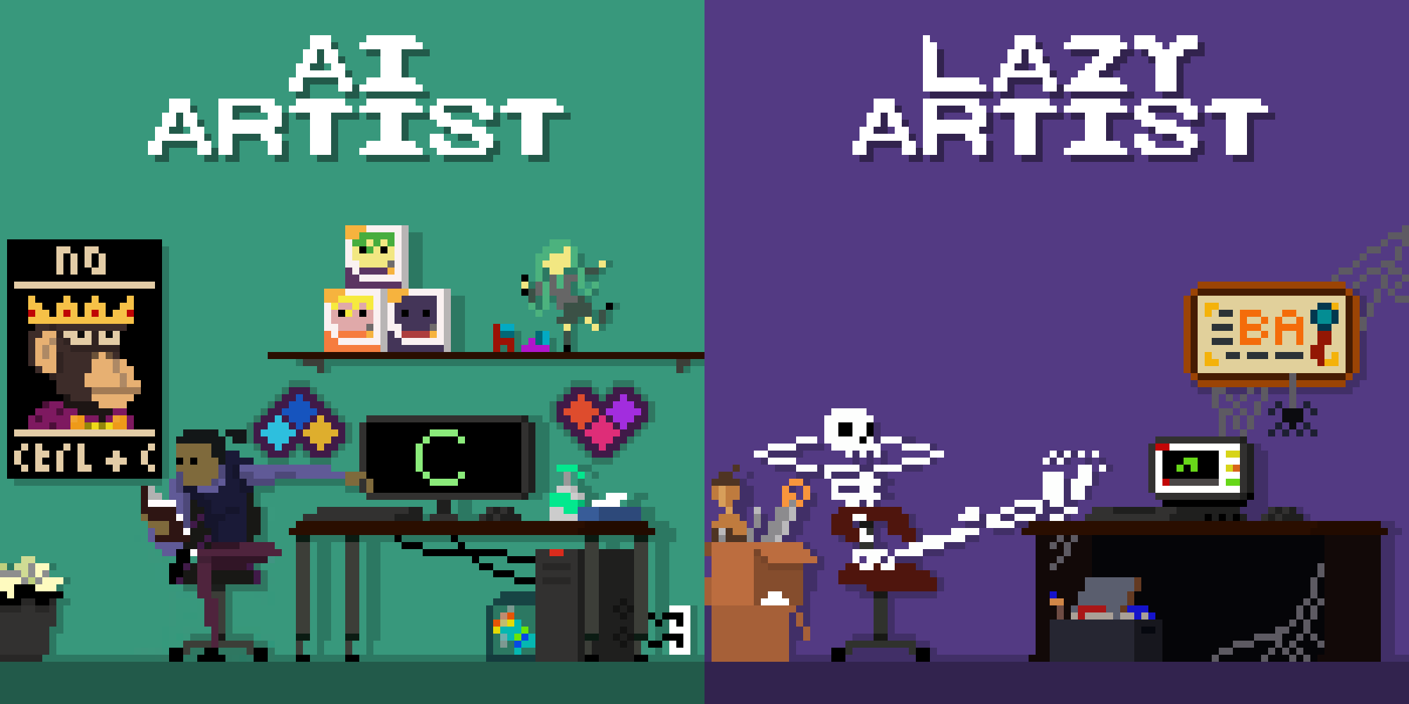 The Virgin AI ""Artist"" vs The Chad Lazy Artist Skeleton Month Day 2