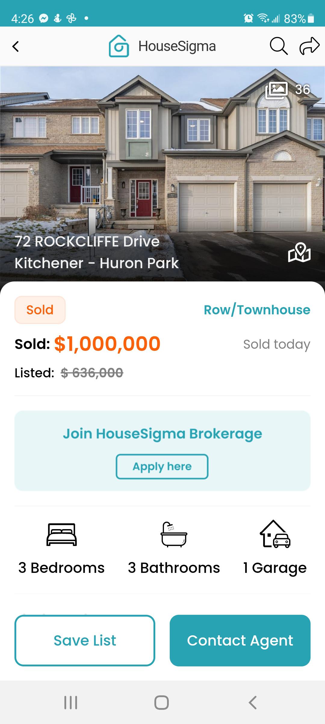 Kitchener townhouse sold for 364,000 over asking. r/canadahousing