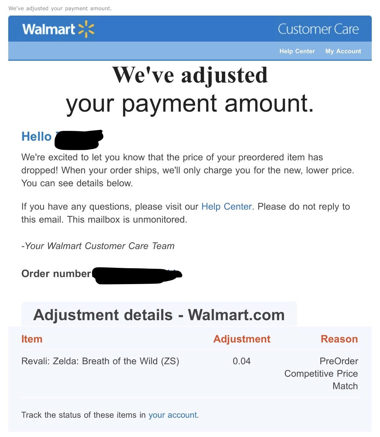 New WalMart App PreOrder wasn't cancelled as expected but received a