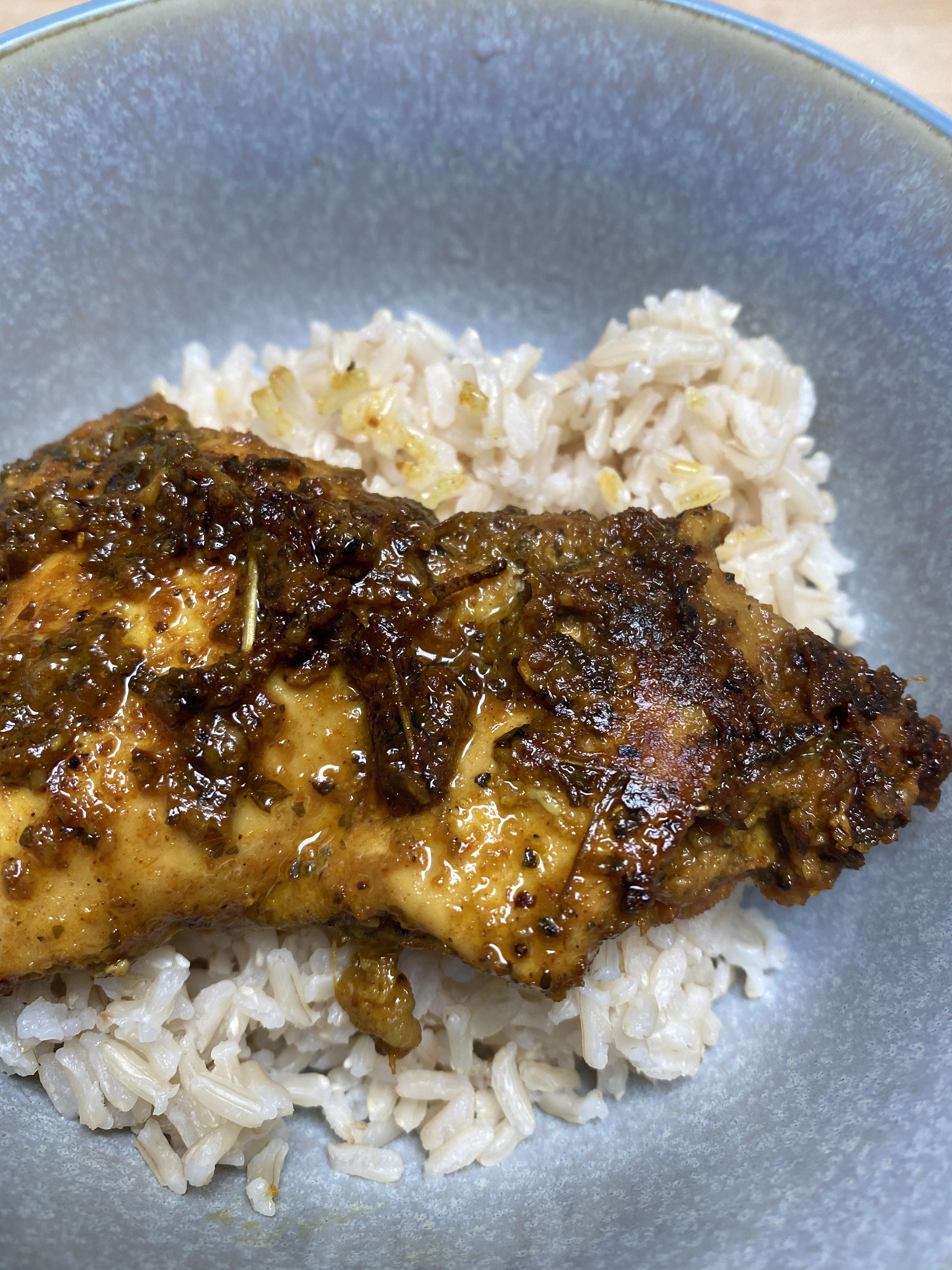 Priya Krishna’s Garlic Ginger chicken on rice. r/bon_appetit